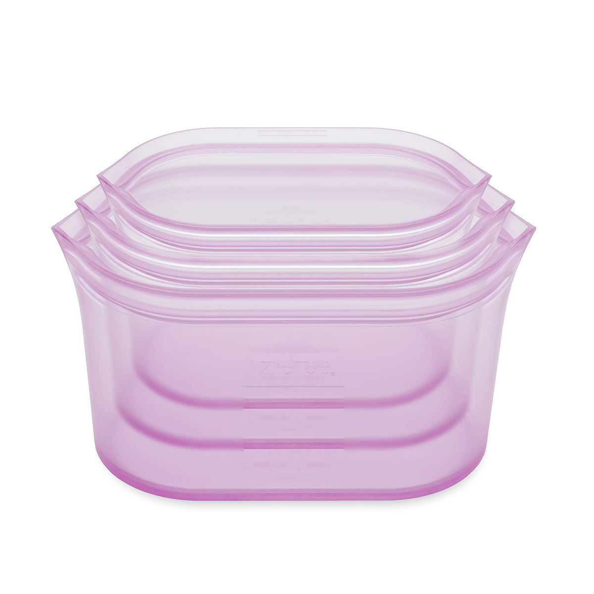 Zip Top Reusable Food Storage Bags | 3 Dish Set [Lavender] | Silicone Meal Prep Container | Microwave, Dishwasher And Freezer Sa