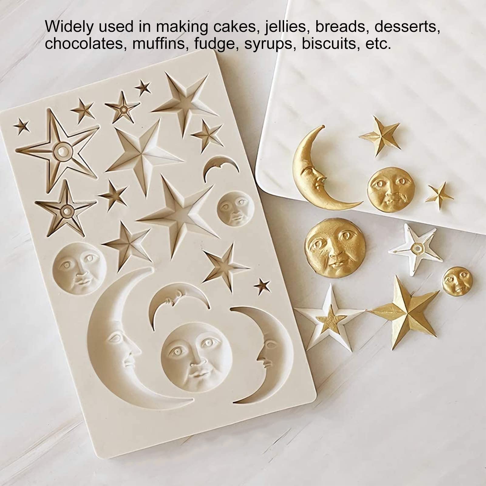 Tnfeeon Chocolate Star Moon Moon Face Nonstick Food Grade Silicone Reusable Heat Resistant Odorless Chocolate Makers Silicone Fo