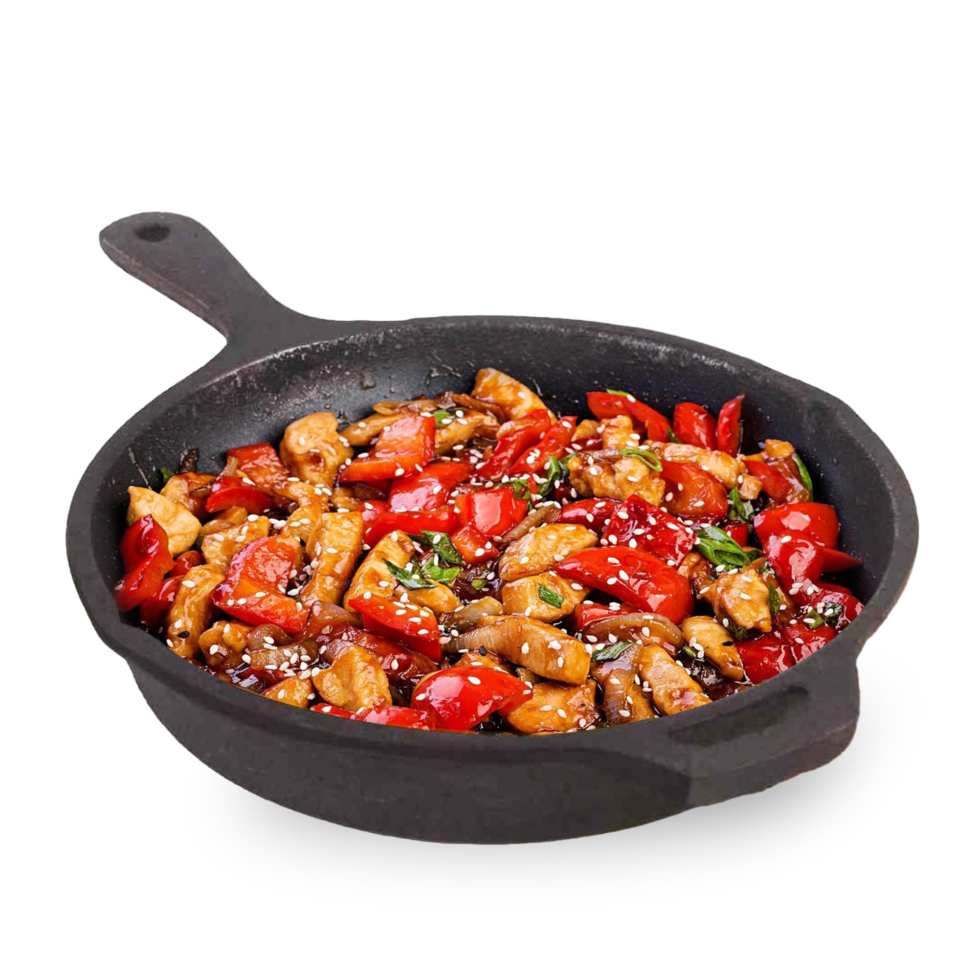 The Indus Valley Preseasoned Cast Iron Fry Pan/Skillet With Long Handle|Medium,25Cm/ 9.8Inch,1.6Ltr,2.4Kg|Induction Friendly|Non