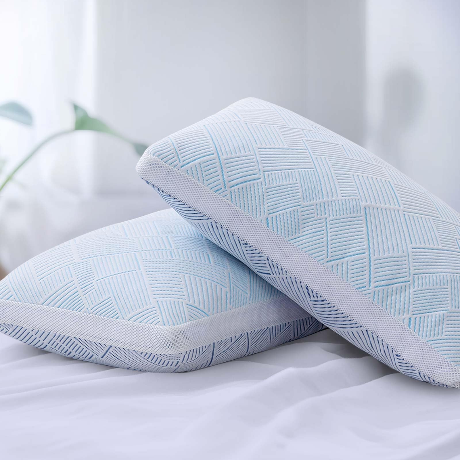 Shredded Memory Foam Cooling Soft Pillows Queen Size Set Of 2