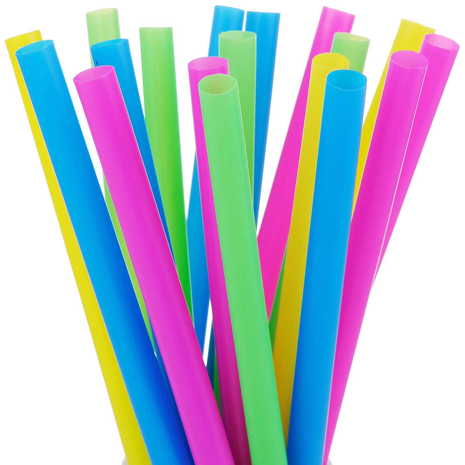 100 Extra Large Plastic Bubble Tea Smoothie Straws, 1/2'' Wide X 8 1/2'' Long Boba Straws