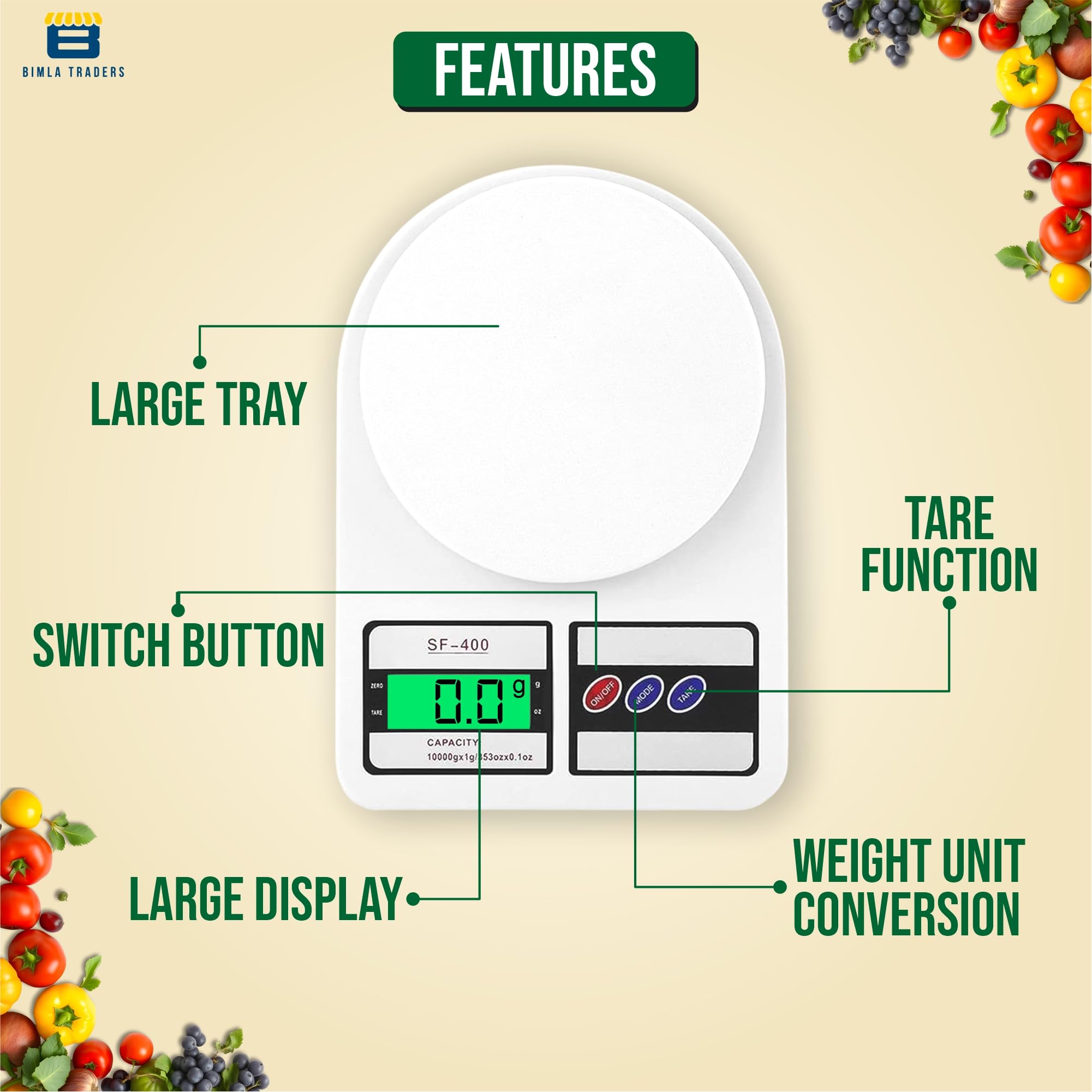 Btag Digital Kitchen Food Weighing Scale For Healthy Living, Home Baking, Cooking, Fitness & Balanced Diet. | Weighing Scale Wit