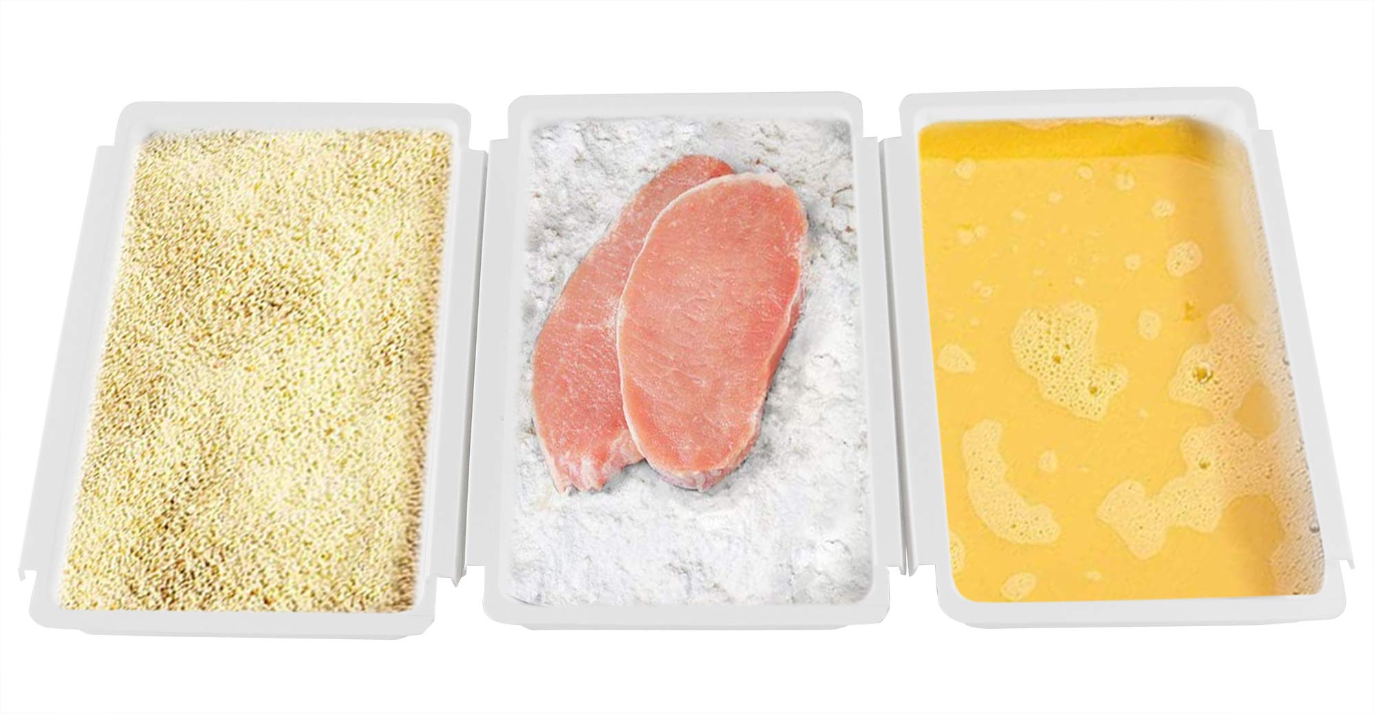 HomeX Linking Breading Trays, Baking Tray and BreadDipping Set for Chicken Cutlets and More, Set of 3, 10   L x 6   W x 1 