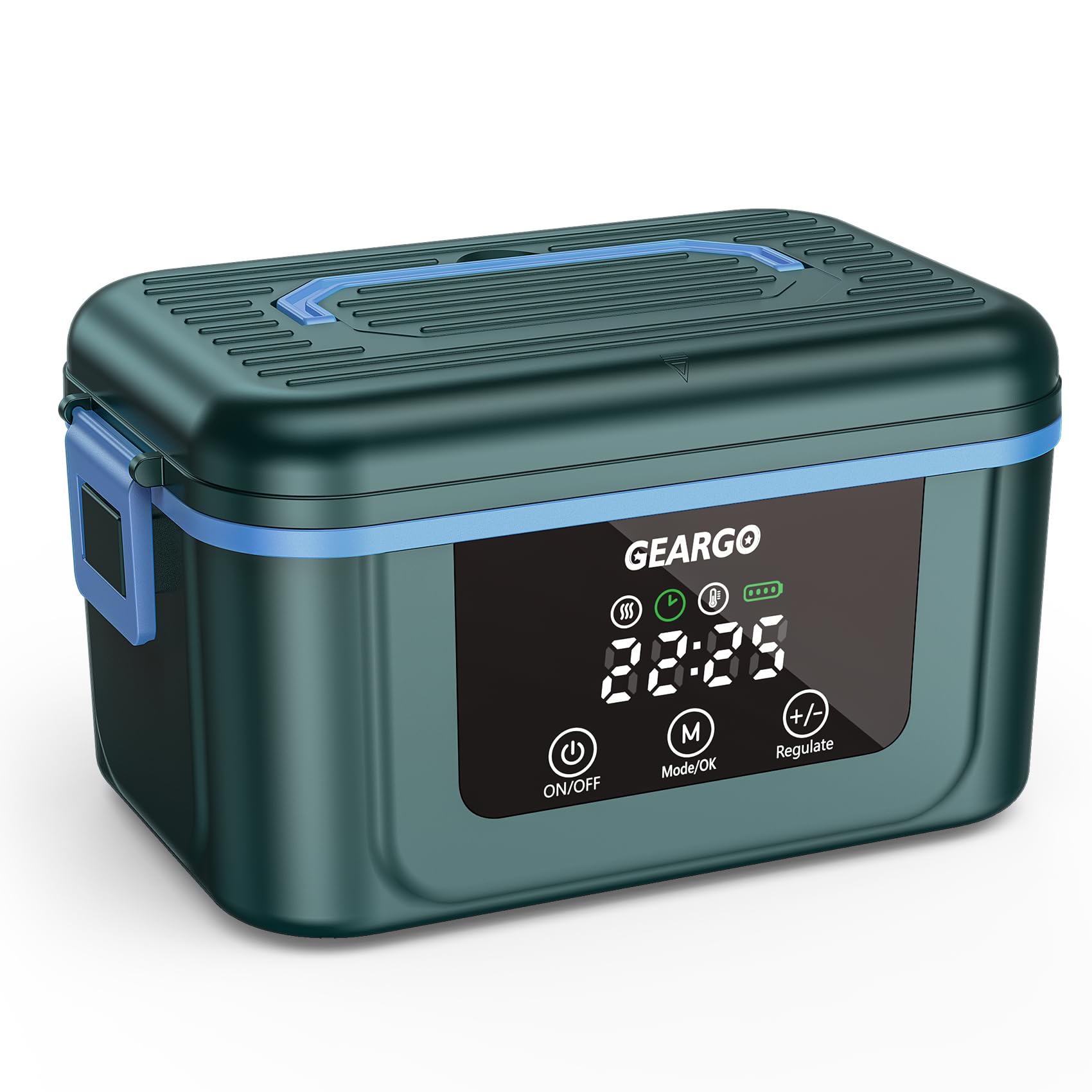 Geargo Cordless Electric Lunchbox, Rechargeable Heated Lunch Box With Ice Crystal Box, 24 Hours Scheduled Self Heating Lunchbox 