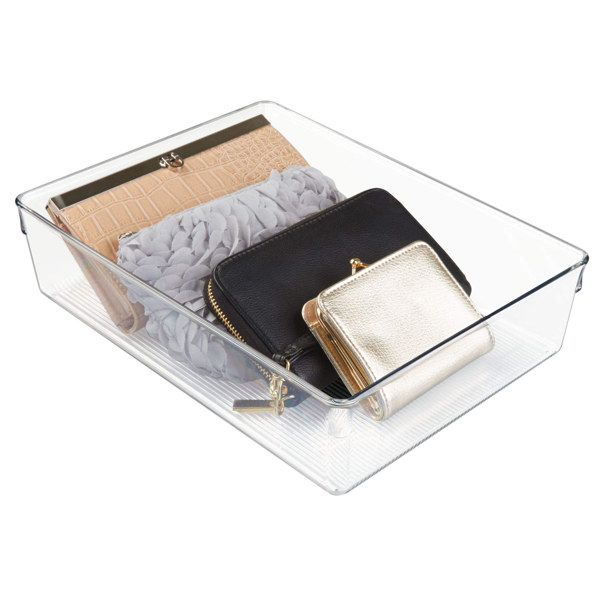 iDesign Decorative Countertop Vanity Tray Organizer for Bathroom, Bedroom, Closet, Entryway, The Linus Collection - 12'' x 9'' x