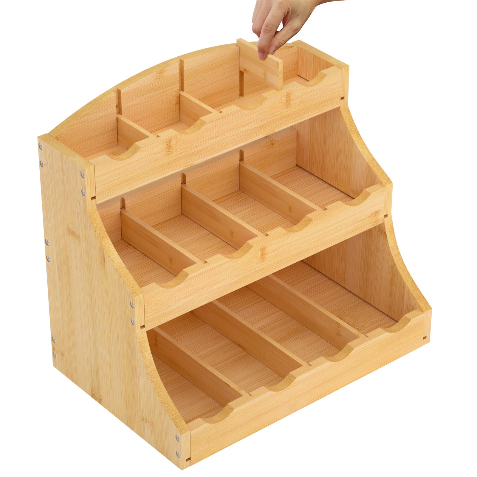 Calm Cozy Bamboo Tea Bag Organizer, 3 Tier Vertical Tea Organizer, Tea Holder For Kitchen Island, Coffee Shop Or Office, Tea Sto