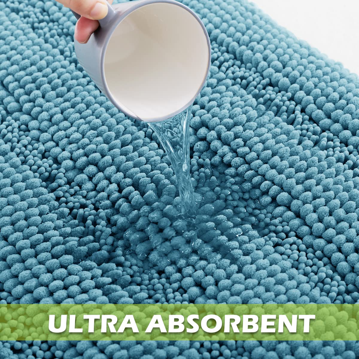 Kgorge Chenille Kitchen Rugs - Non-Slip Water Absorbent Floor Mats For Bathroom Toilet Shower Easy Wash Super Soft Quick Dry Are