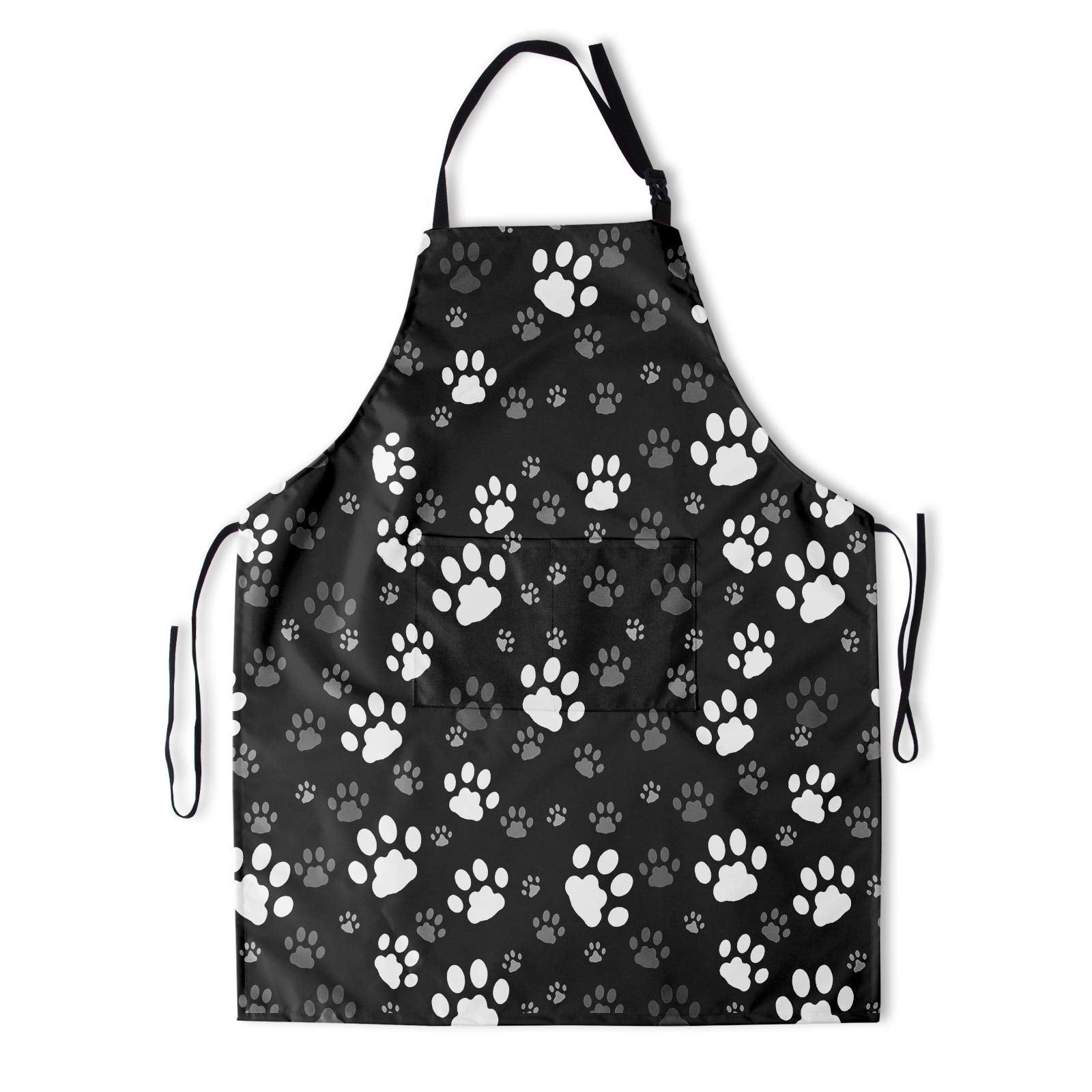 Dog Paw Grooming Apron With Pockets Waterproof Funny Animal Aprons For Men Women Black White Kitchen Bibs For Kitchen Garden Dec
