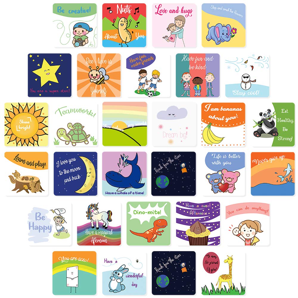 Springflower Lunch Box Notes For Kids - 100 Pack Inspirational And Motivational, Positive Affirmation, Encouragement, Thinking O
