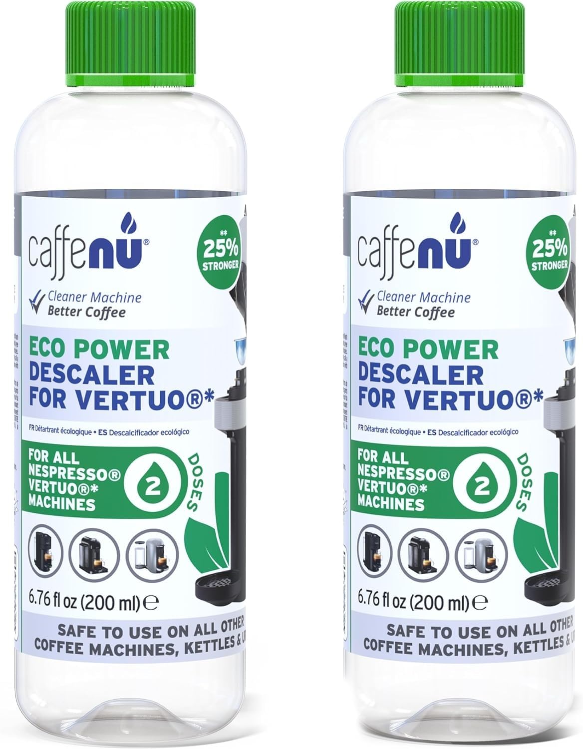 Nespresso Compatible Descaling Kit. 2 Bottles Of Vertuo Descaler Solution. Removes Limescale For Hotter Coffee. 4 Uses Descaler