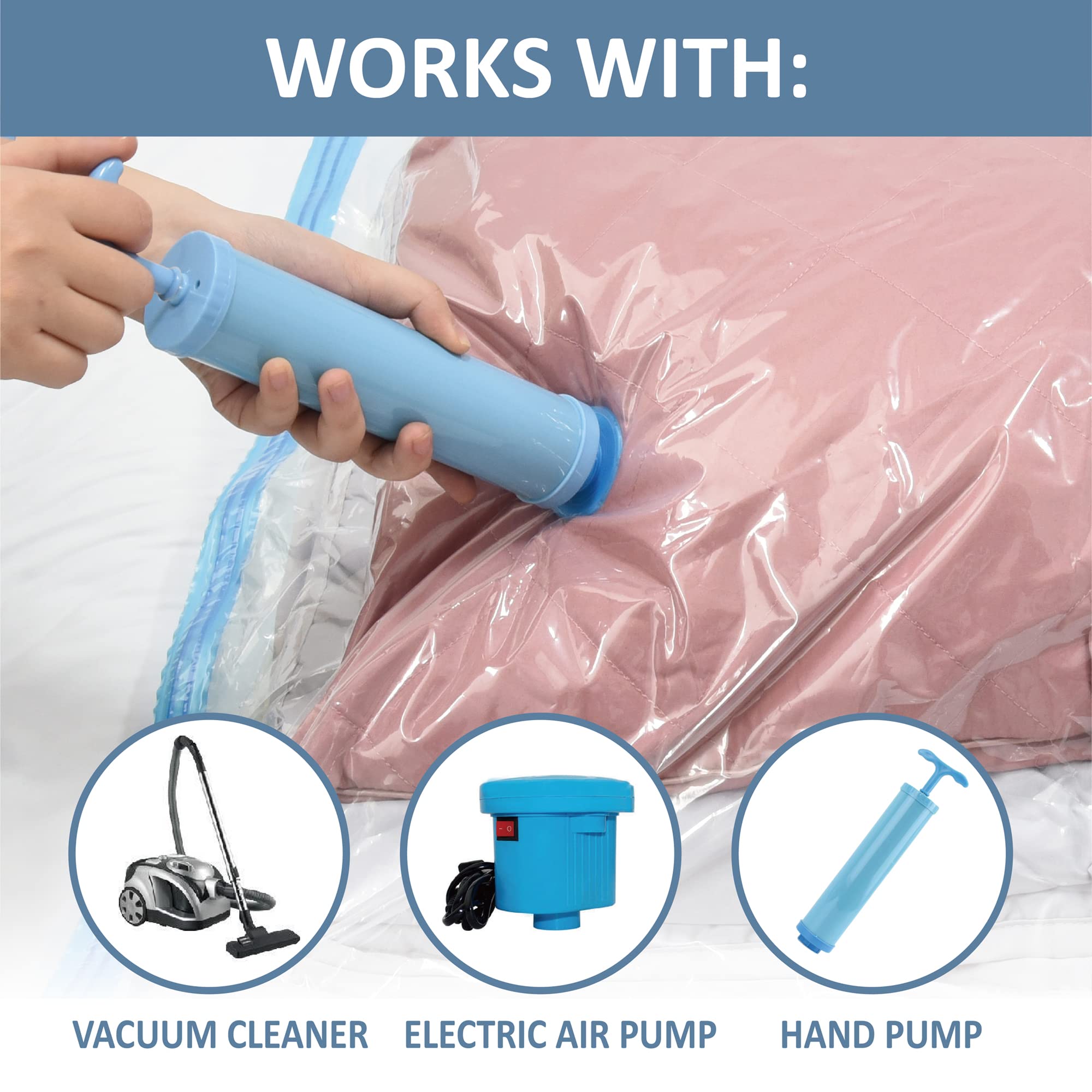 MattEasy Space Saver Vacuum Storage Bags  6 Pack Combo (2 Jumbo/2 Large/2 Medium) Space Saver Bags with Pump  Storage Vacuum Sealed Bags for Clothes  Comforters  Blankets  Bedding
