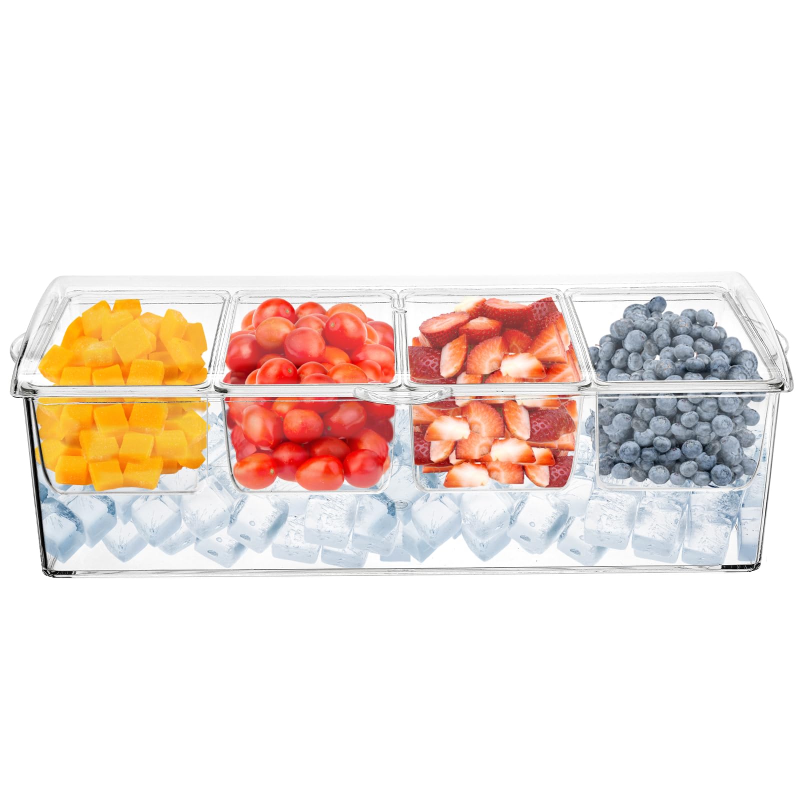 Chilled Condiments Jucoan Large Ice Chilled Condiment Server With Lid And 4 Removable Com ...