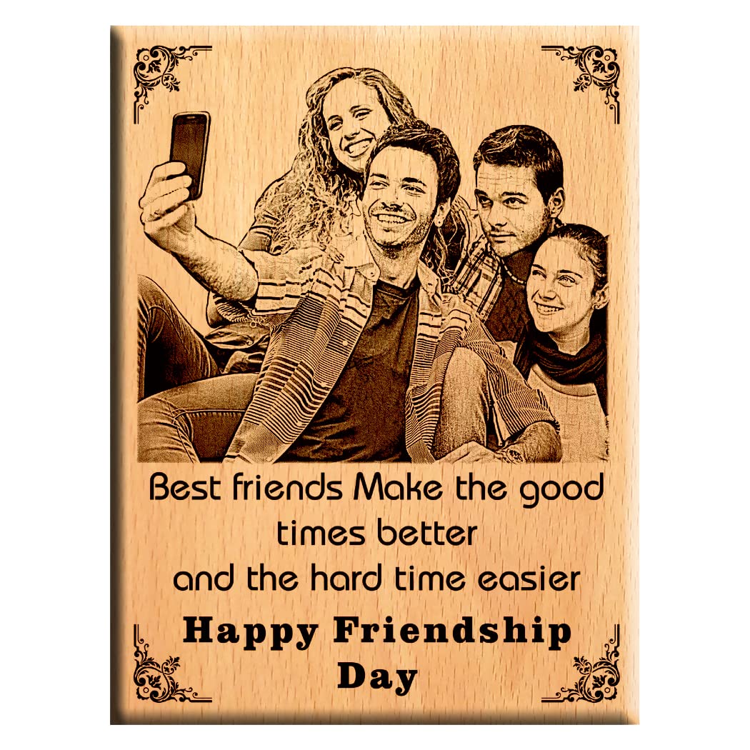 Amazing Gifts Rectangular Unique Friendship Day Gift  Personalize Engraved Tabletop Wooden Plaque 9X7 Inches