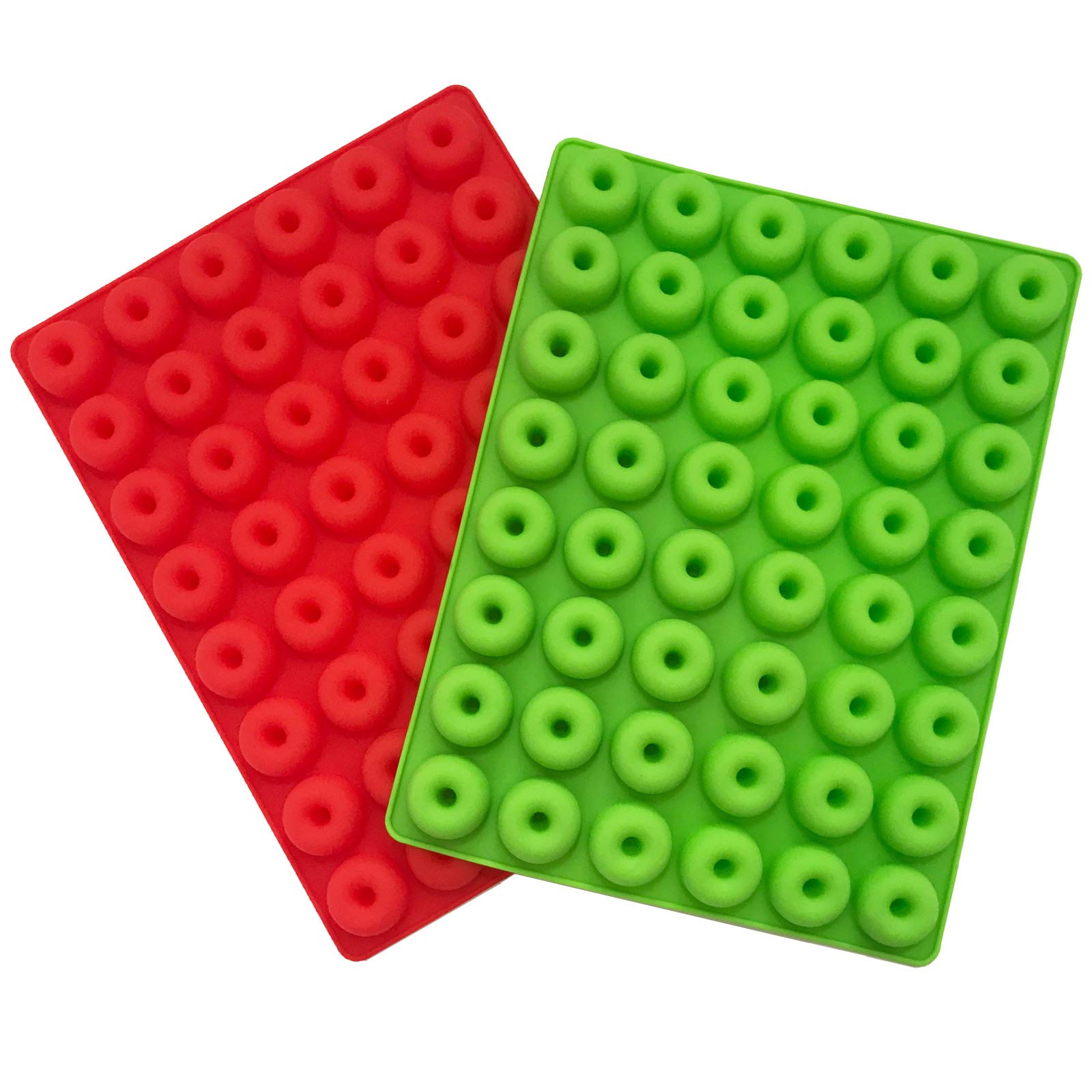 Set Of 2 Mini Donut Silicone Mold, Tunan Mini Ring Shape Trays For Making Gummy, Candy, Chocolate, Cookies, Biscuits - 48 Caviti