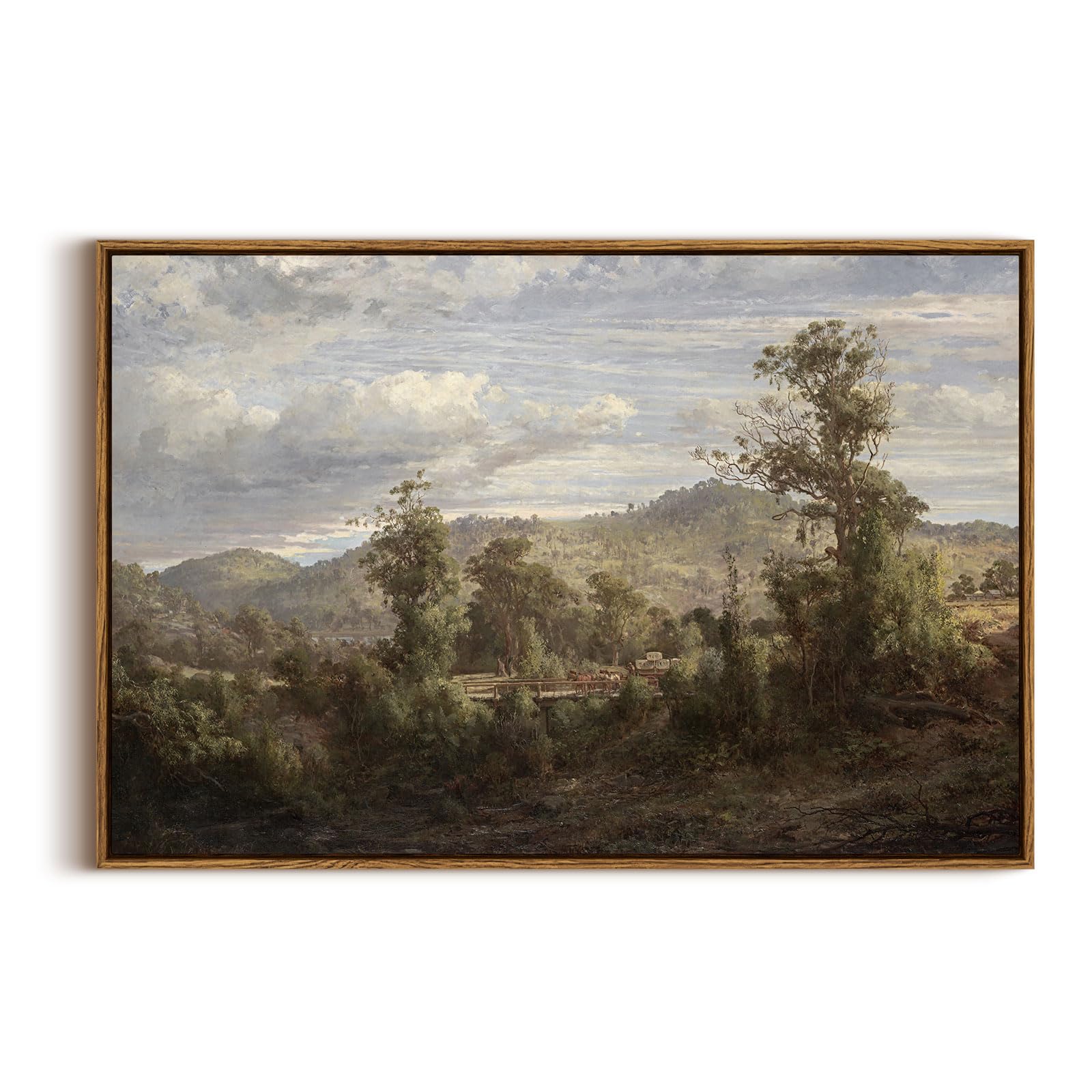 Insimsea Framed Canvas Wall Art Vintage Decor, Nature Landscape Paintings Artwork, Large Prints, Vintage Farmhouse Decor, Retro