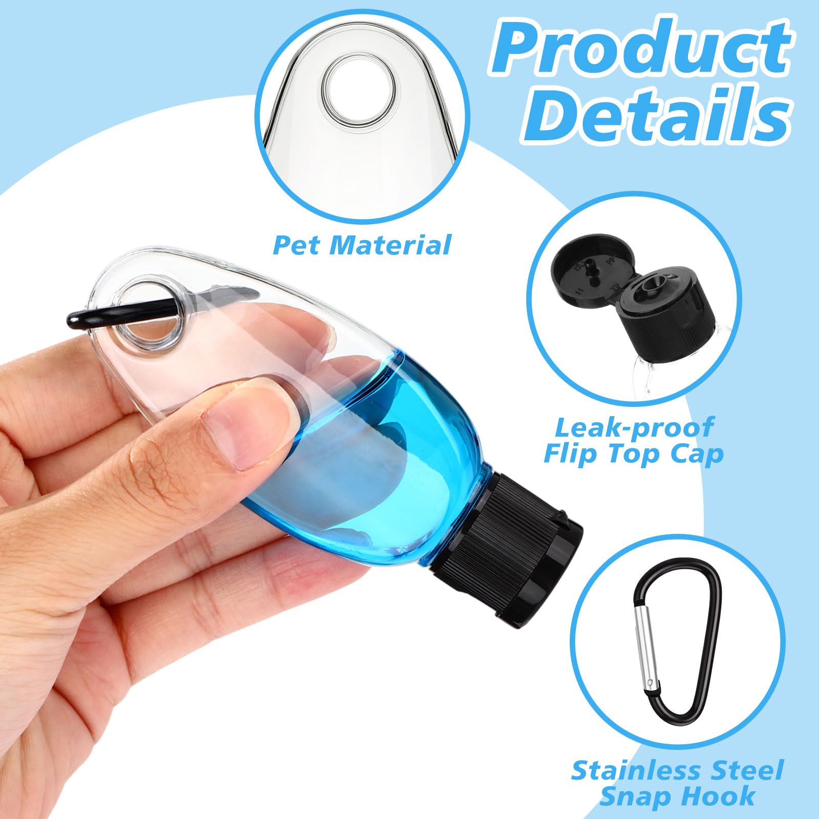 Yalikop 100 Pcs Traveling Bottles with Keychain 1oz Clear Plastic Keychain Bottle Leakproof Refillable Empty Keyring Container L