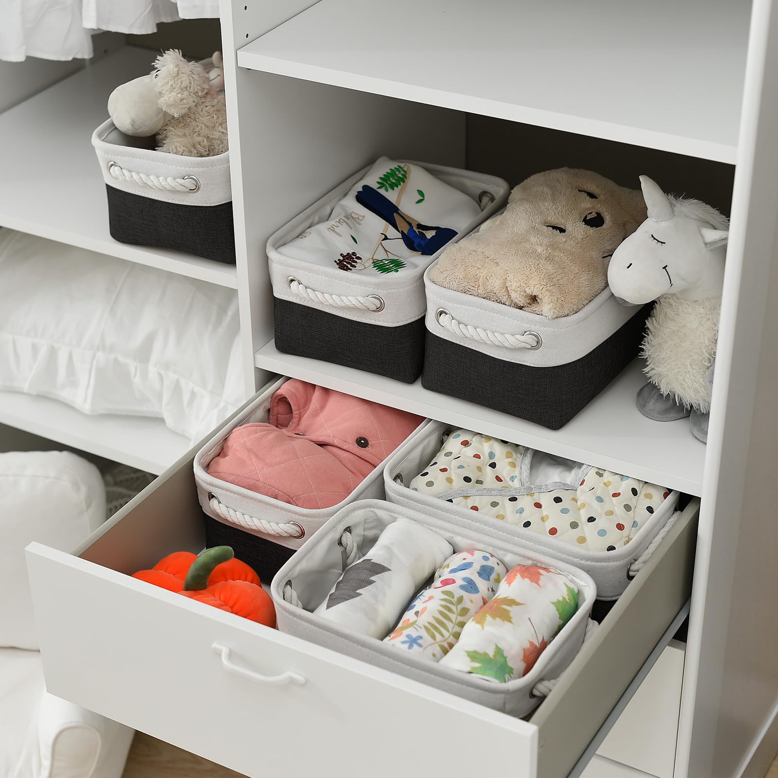 Thewarmhome Storage Bins For Shelves - 6 Pack 11.8X7.8X5.2 Inch Collapsible Storage Cubes, Basket For Gifts Empty Closet Organiz