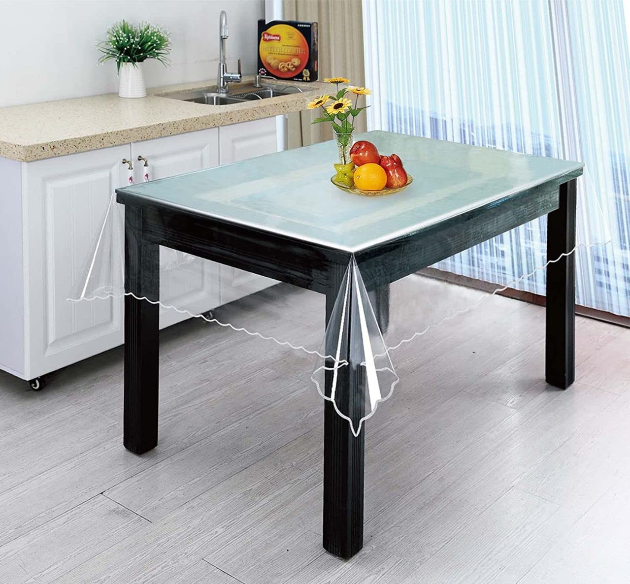 Clear Vinyl Tablecloth Protector Indoor Waterproof Transparent Table Cover Oblong(Rectangle)-54'' X 72''