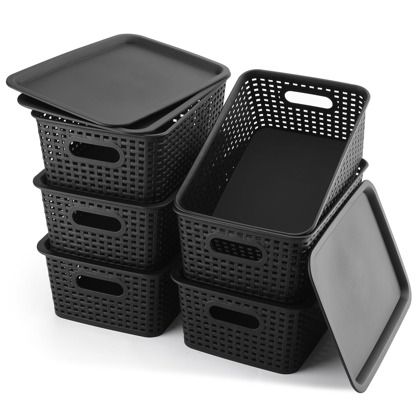 Areyzin Storage Bins Plastic Storage Baskets With Lid Small Baskets For Organizing Stackable Storage Container Organizer Bins Fo