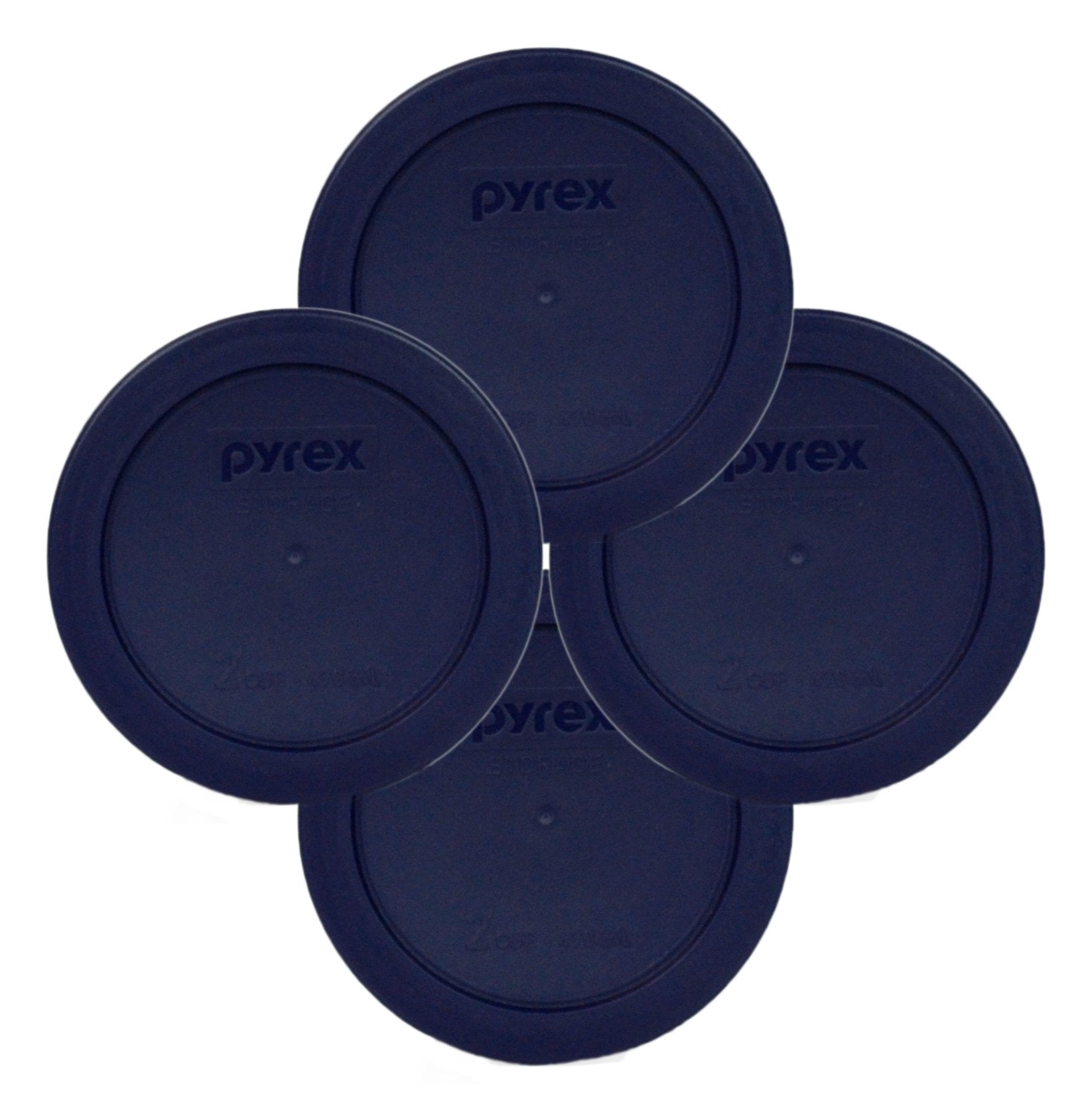 Pyrex 7200-Pc Round Storage Cover For Glass Bowls, Dark Blue (4-Pack)