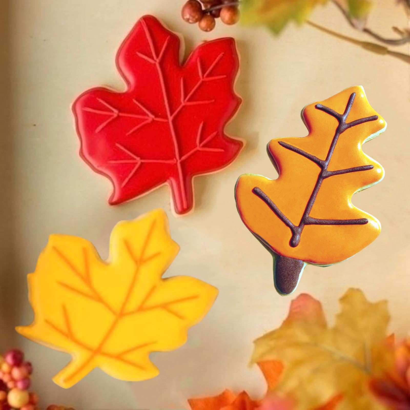 Job Jol Cookie Cutters 4 Pcs, Fall Leaf Cookie Cutters, 3.5'' To 4.0''