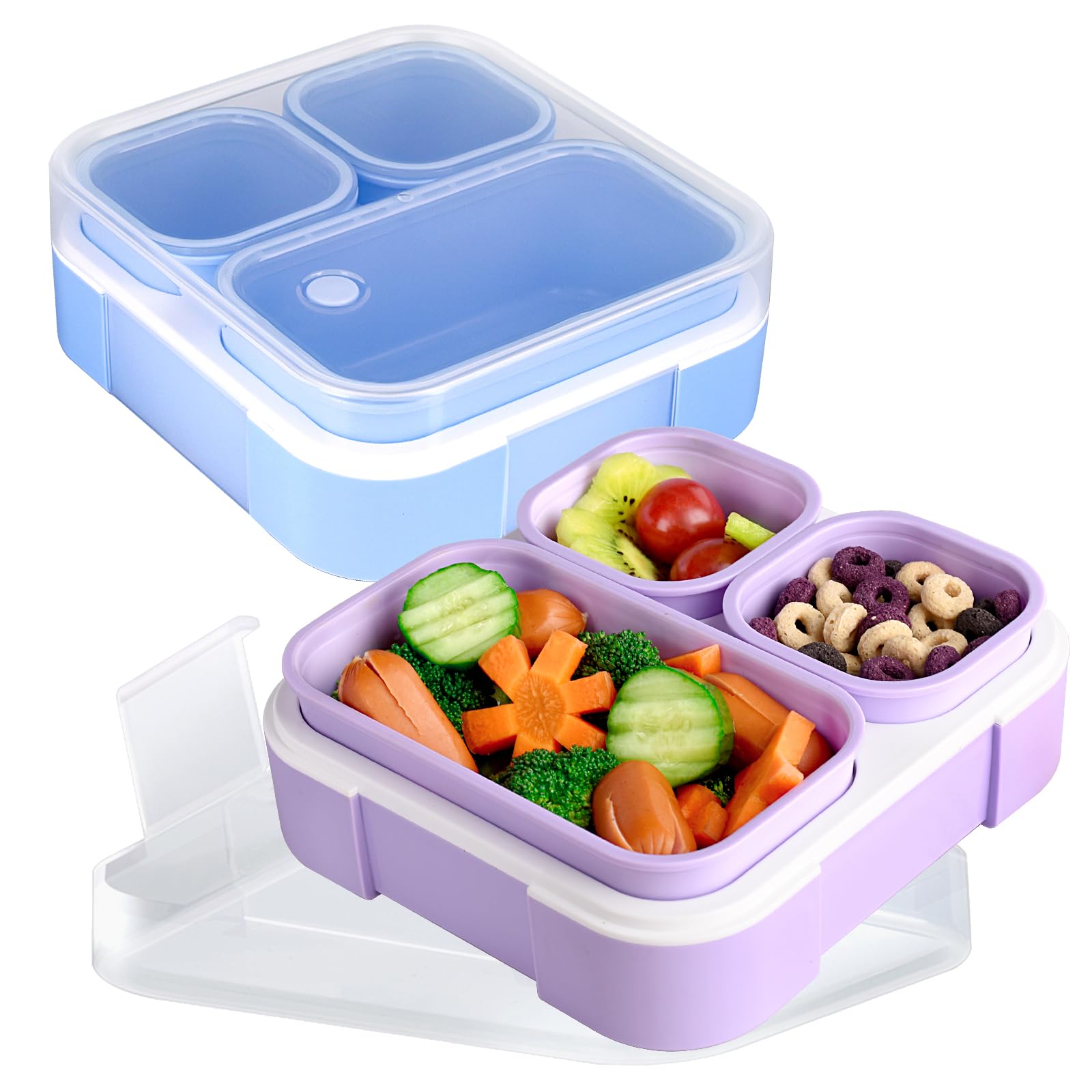 Genteen Small Kids Snack Containers For School 3 Compartment Travel Snack Containers With Dividers Portion Control Lunch Box For