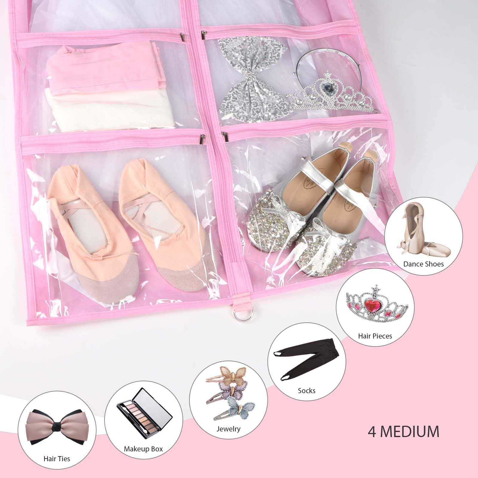 Syeeiex Clear Dance Costume Garment Bag with 3 Gussetes(2 Pack),40 Garment Bags for Dance Costumes,Kids Dance Garment Bag with