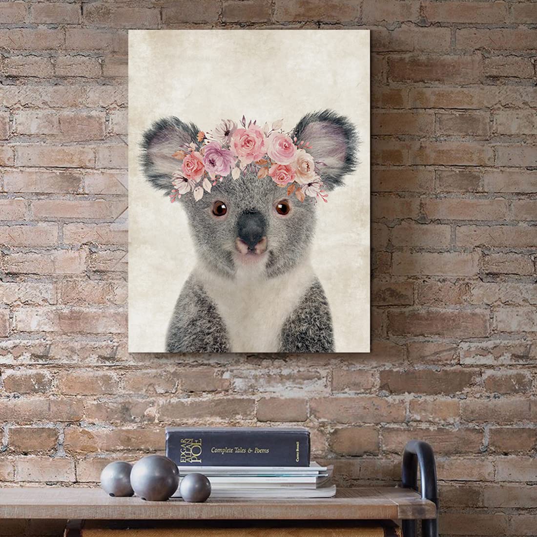 Oridomy Retro Koala Canvas Wall Art Country Animal Printing Funny Koala With Garland Wall D  Cor Rustic Home Artwork For Nursery