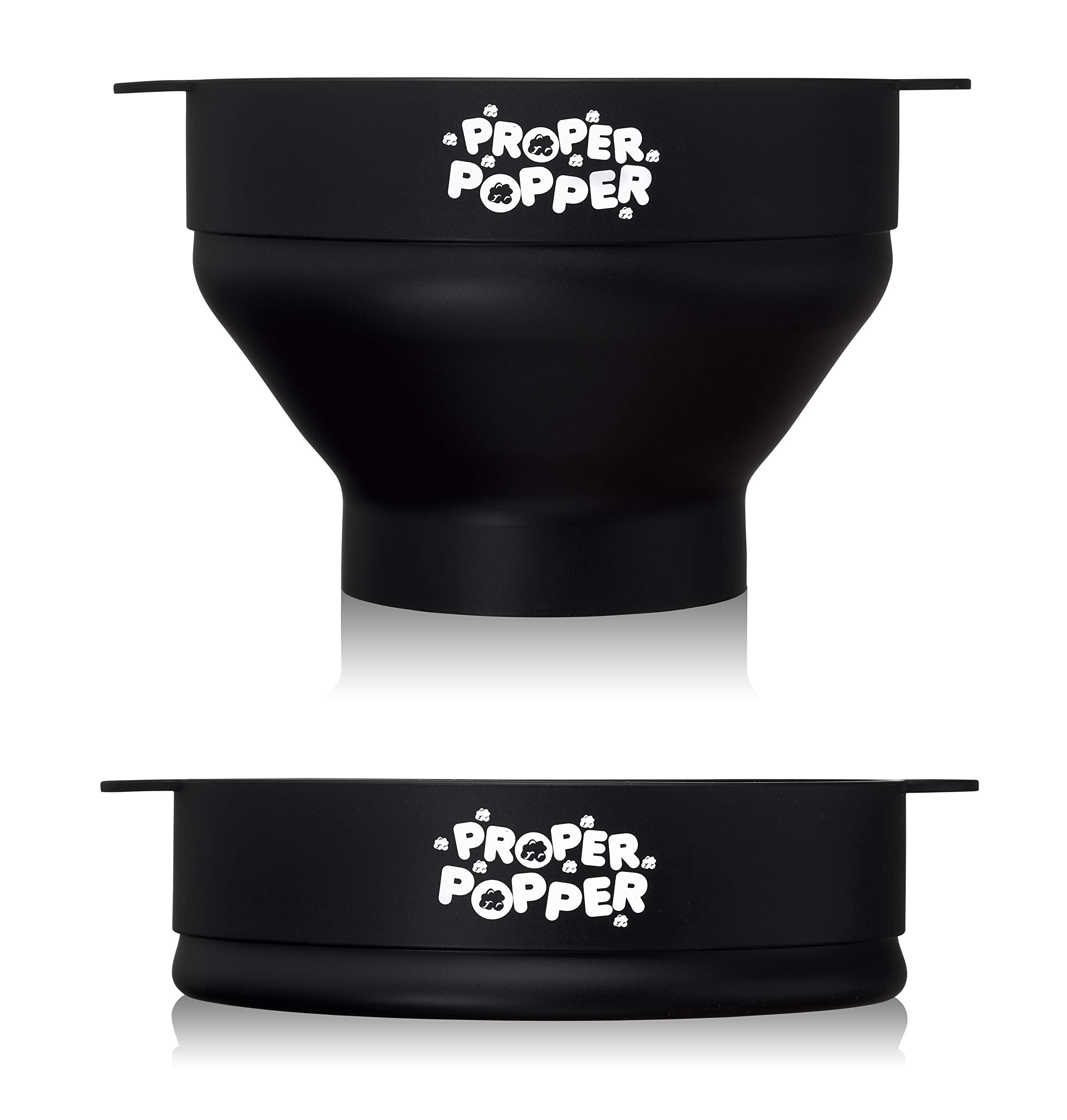 The Original Proper Popper Microwave Popcorn Popper, Silicone Popcorn Maker, Collapsible Bowl Bpa Free & Dishwasher Safe - (Blac