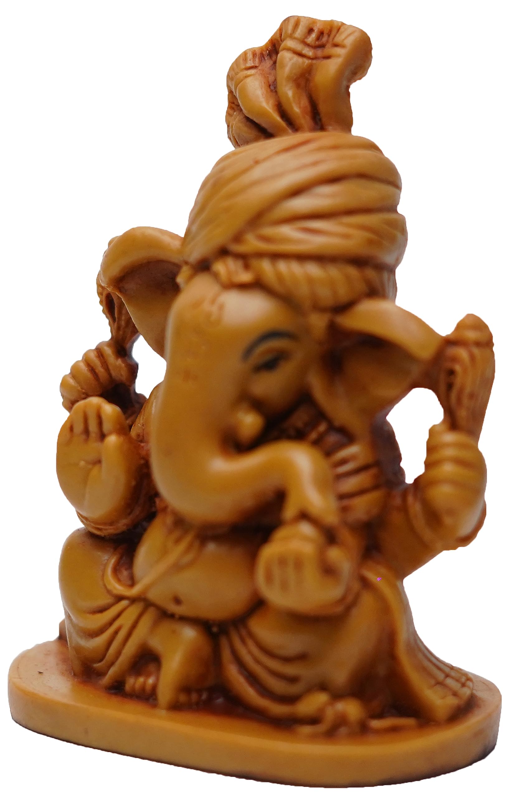 KariGhar Feta Ganesh Idol Perfect Idol for Car Dashboard/ Home/ Living Room/ Puja Room/ Gifting (Brown, 2X2.75X4 inches)