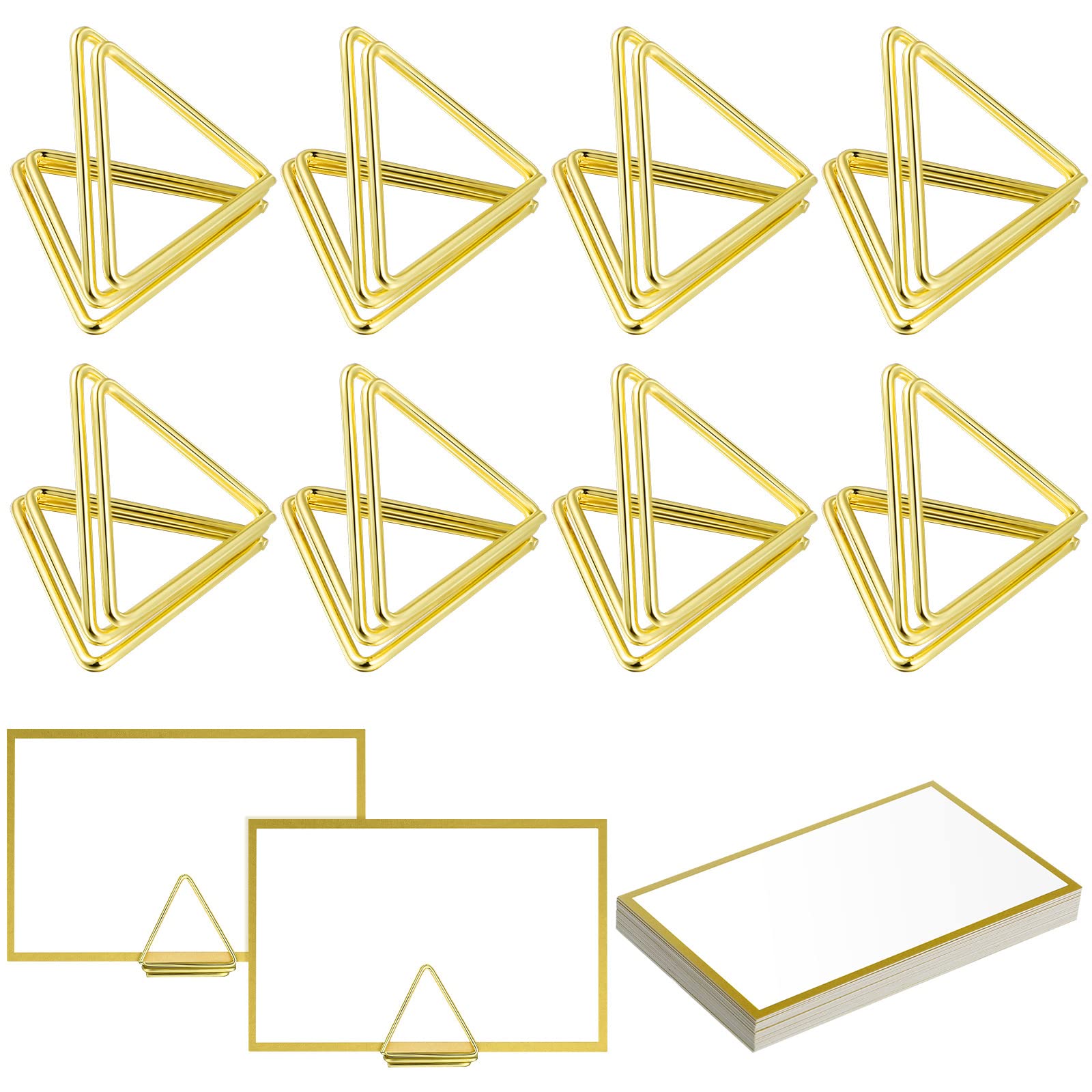 24 Pack Place Card Holders 24 Pack Triangle Shape Number Pictures Stand Clips Small Table Place Cards With Foil Border For Weddi