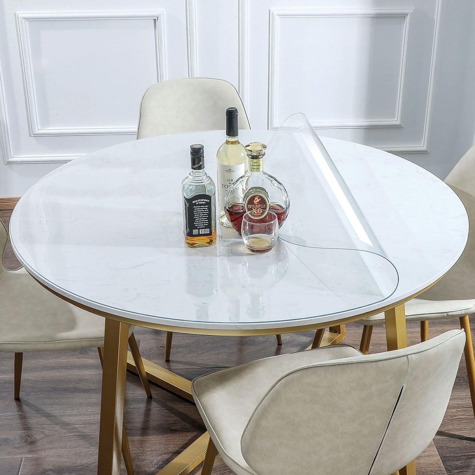 AimerGro 42 Inch Round Clear Table Pad Protector 1.5mm Thick Plastic Vinyl Tablecloth Cover Waterproof Non-Slip Circle Dining Ro