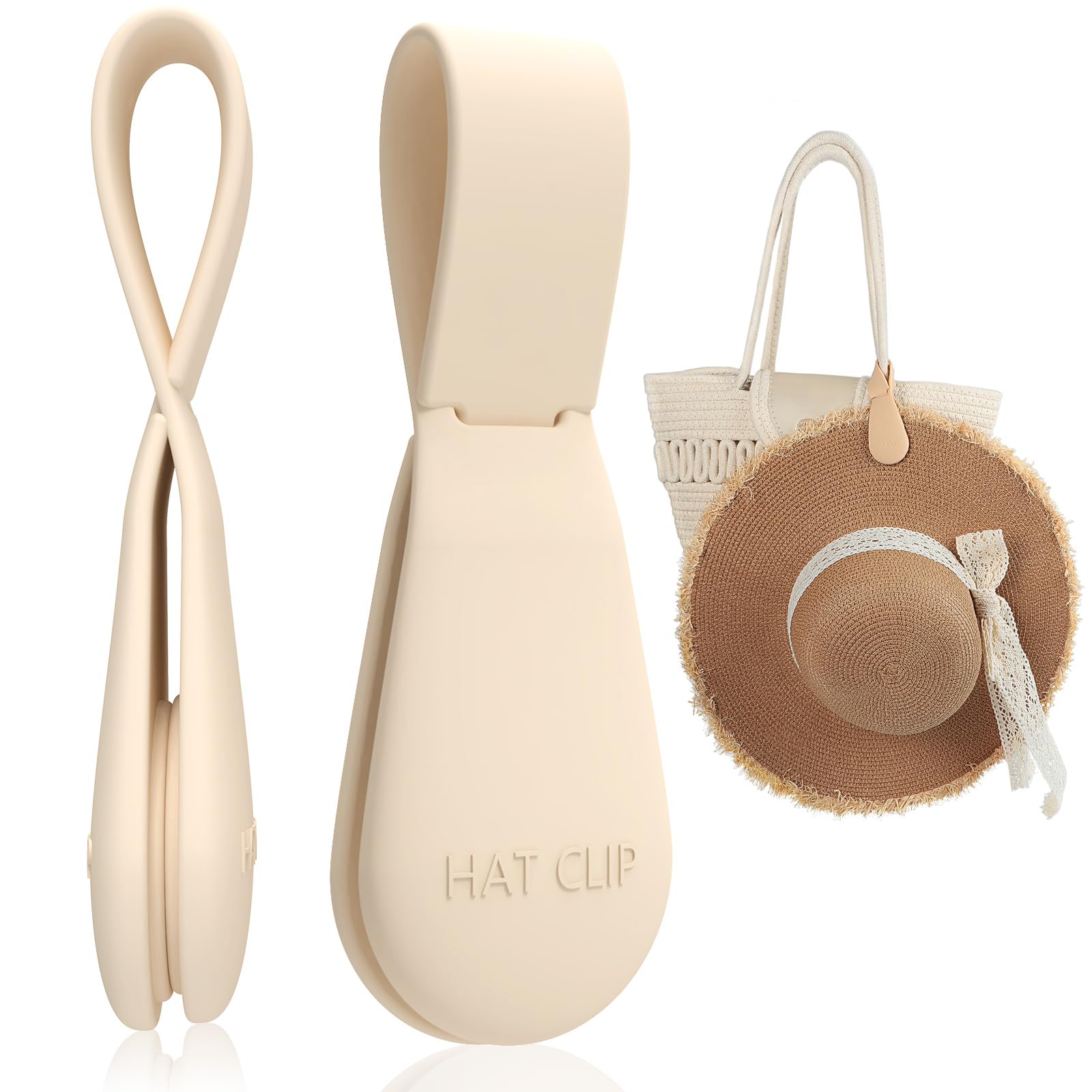 Fikoksol Magnetic Hat Clip For Travel On Bag, 1Pcs Light Khaki Silicone Hat Clip Magnet Hat Holder Hat Hook For Bag Tote Luggage