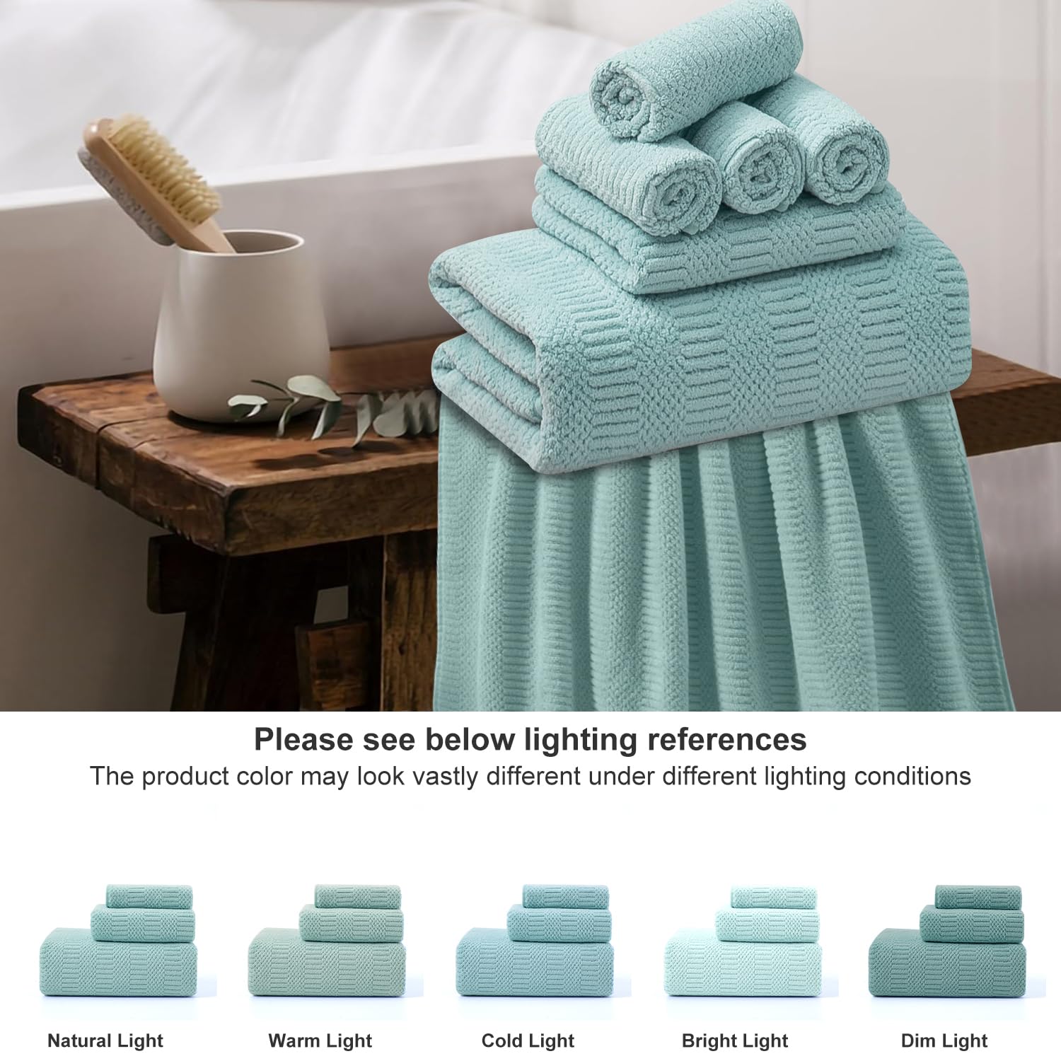 8 Piece Oversized Turquoise Bath Towel Set-2 Extra Large Bath Towel Sheets 2 Hand Towels 4 Washcloths-600GSM Soft Highly Absorbent Quick Dry Beach Chair Towels Woven Towels for Bathroom Hotel and Spa