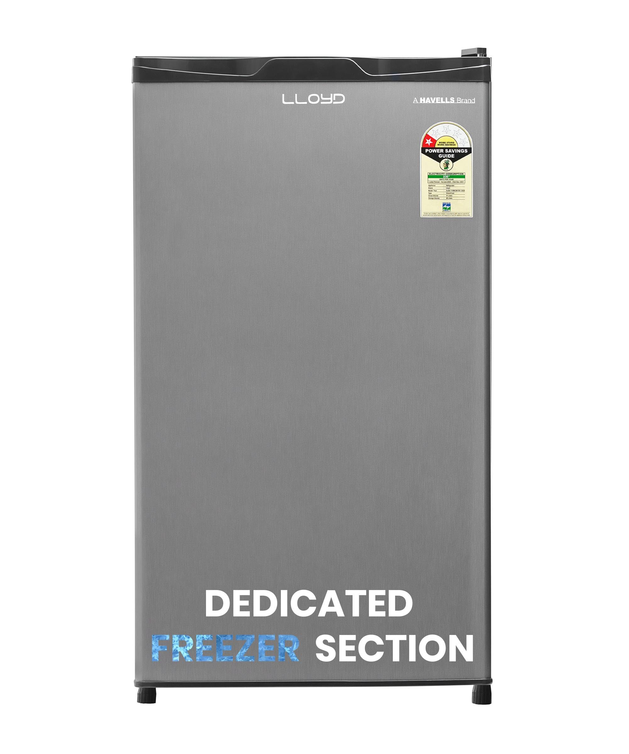Lloyd 92 L Direct Cool Single Door 1 Star Refrigerator With Dedicated Freezer Section Big Bottle Storagefull Vegetable Box (Grey