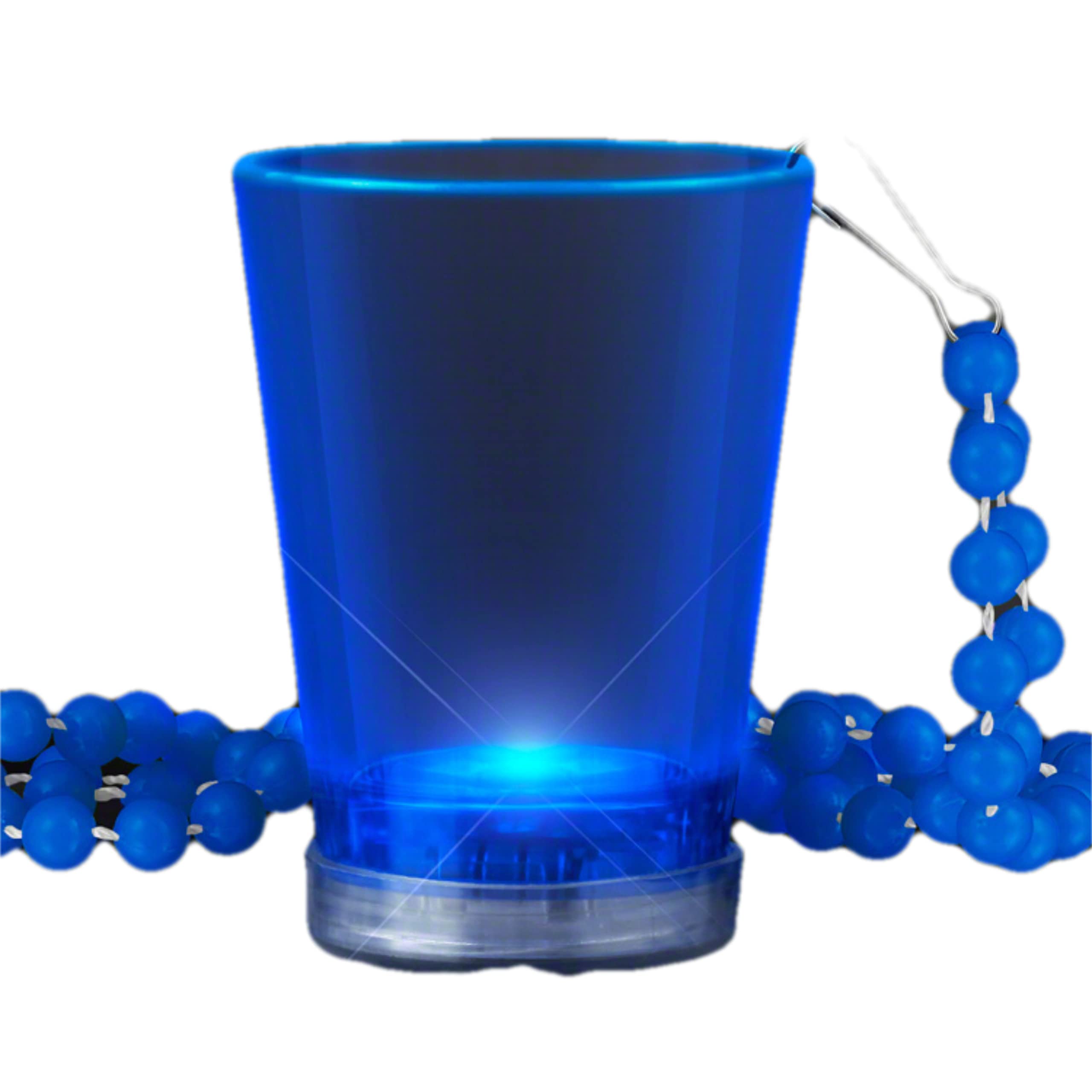 Blinkee Light Up Blue Shot Glass On Blue Beaded Necklaces