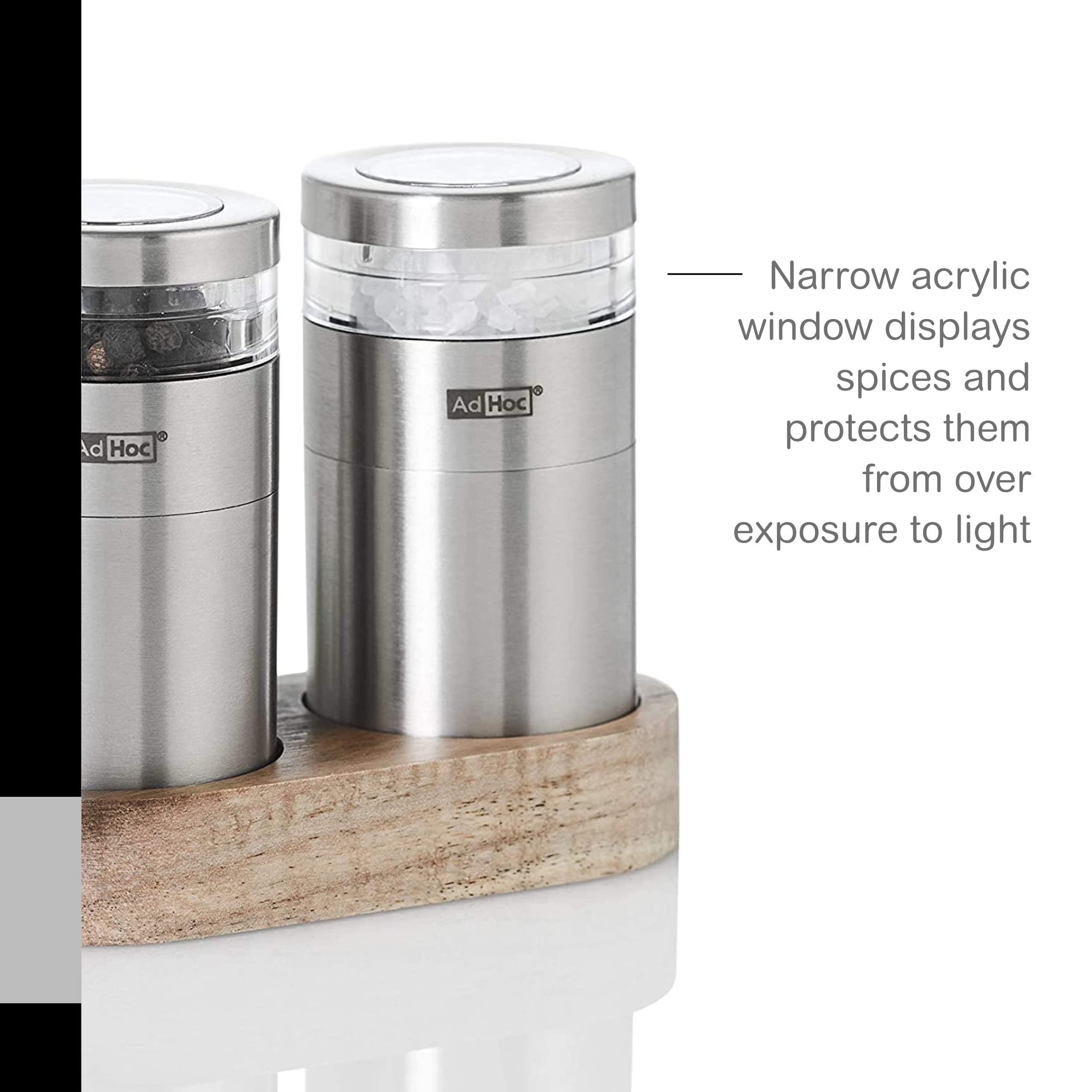 Adhoc Menage Molto Salt And Pepper Mill Gift Set - Salt & Pepper Grinder - Manual Grinder For Kitchens - Mill With Adjustable Gr