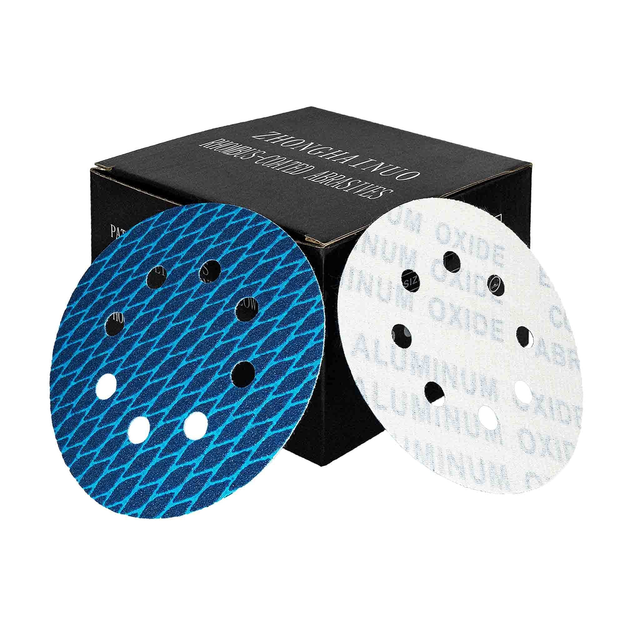 Orbital Sander Sandpaper 5 Inch 8 Hole Sanding Disc Hook And Loop Pads Sand Paper 120 Grit For Wood Metal 70 Pcs Blue Aluminum O