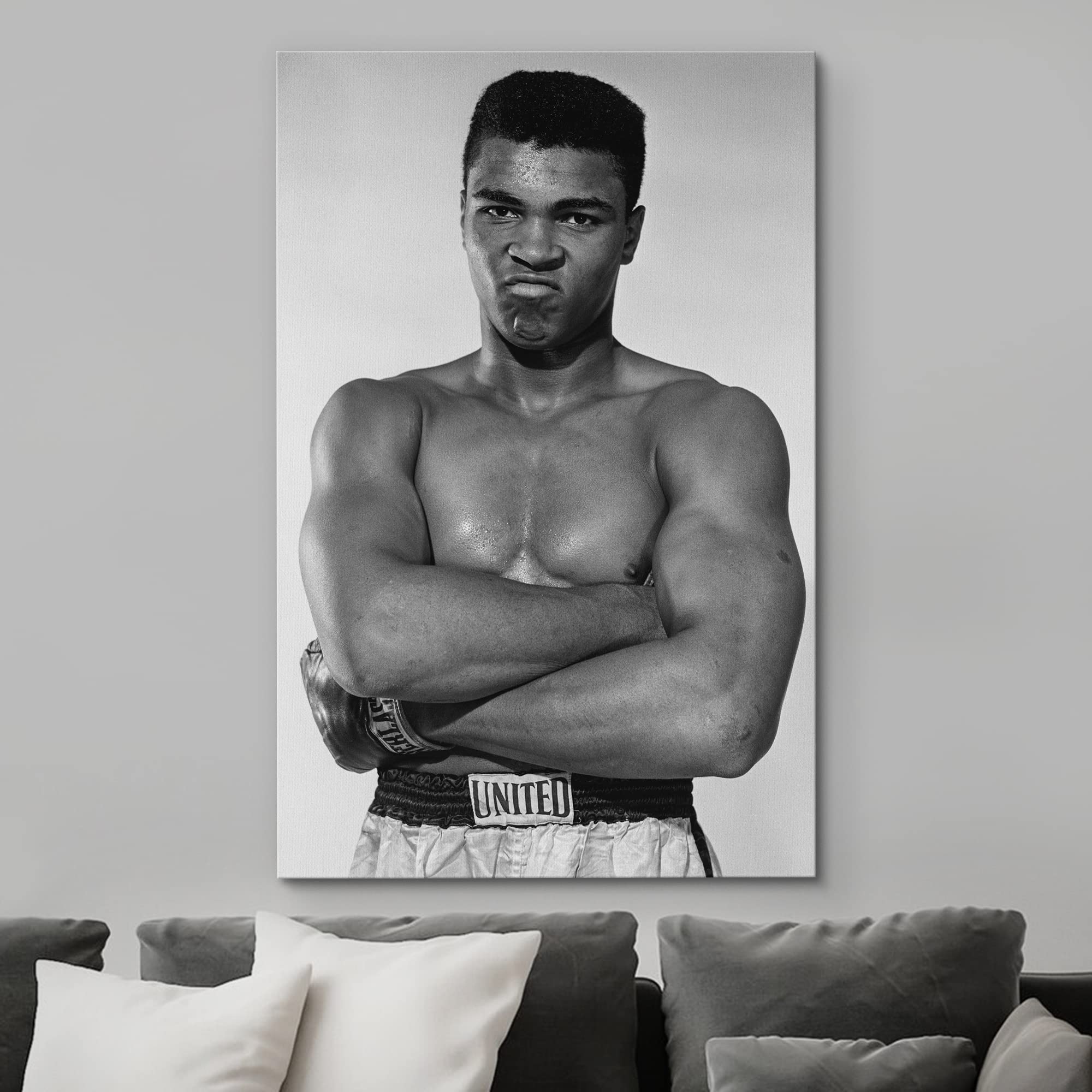 Wall26 Canvas Print Wall Art Famous African American Boxer Duotone Muhammad Ali Historic Classic Photography Realism Traditional