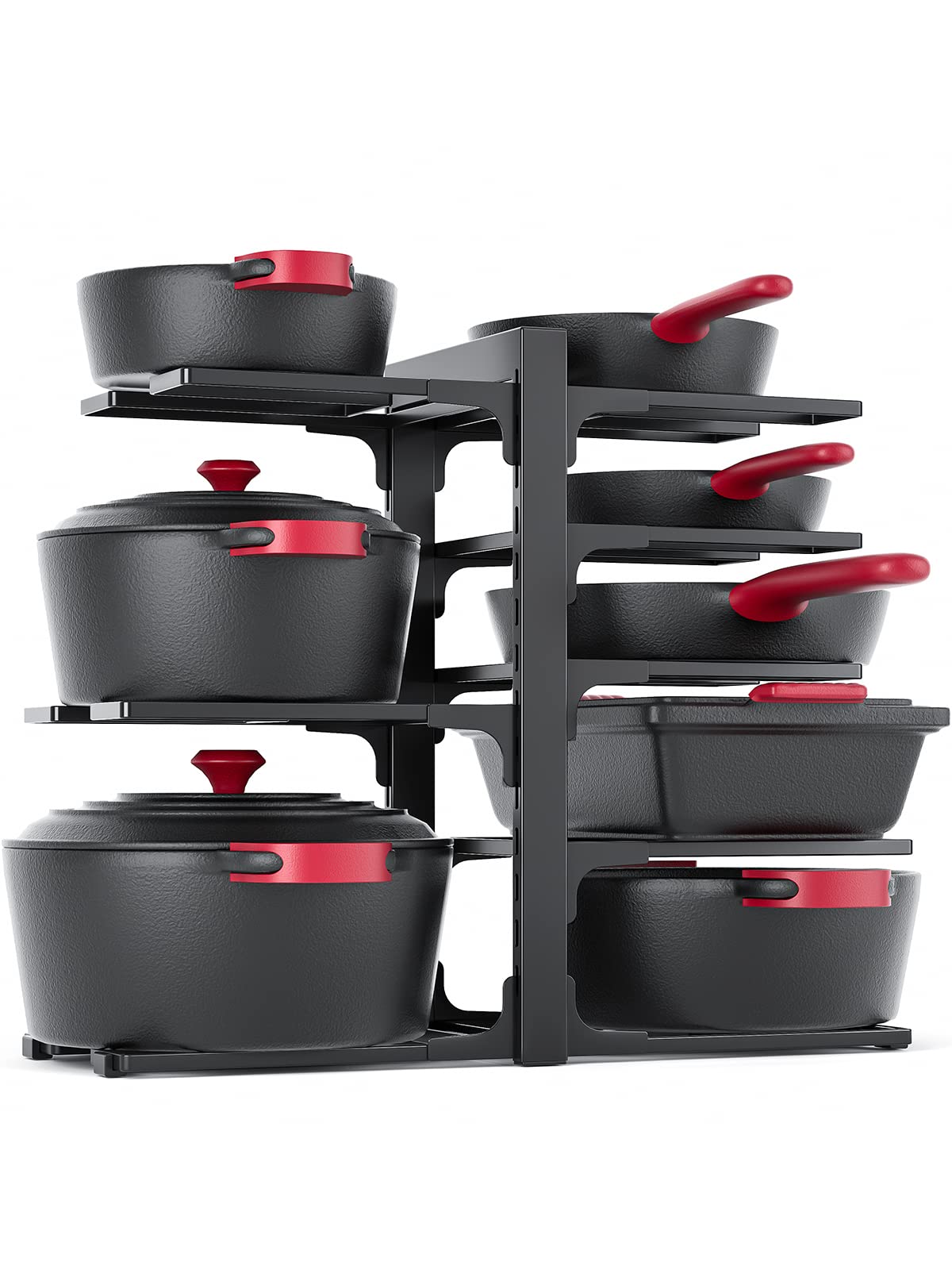 Mudeela 8-Tier Heavy Duty Adjustable Pan Organizer Rack For Kitchen Cabinet Storage And Organization