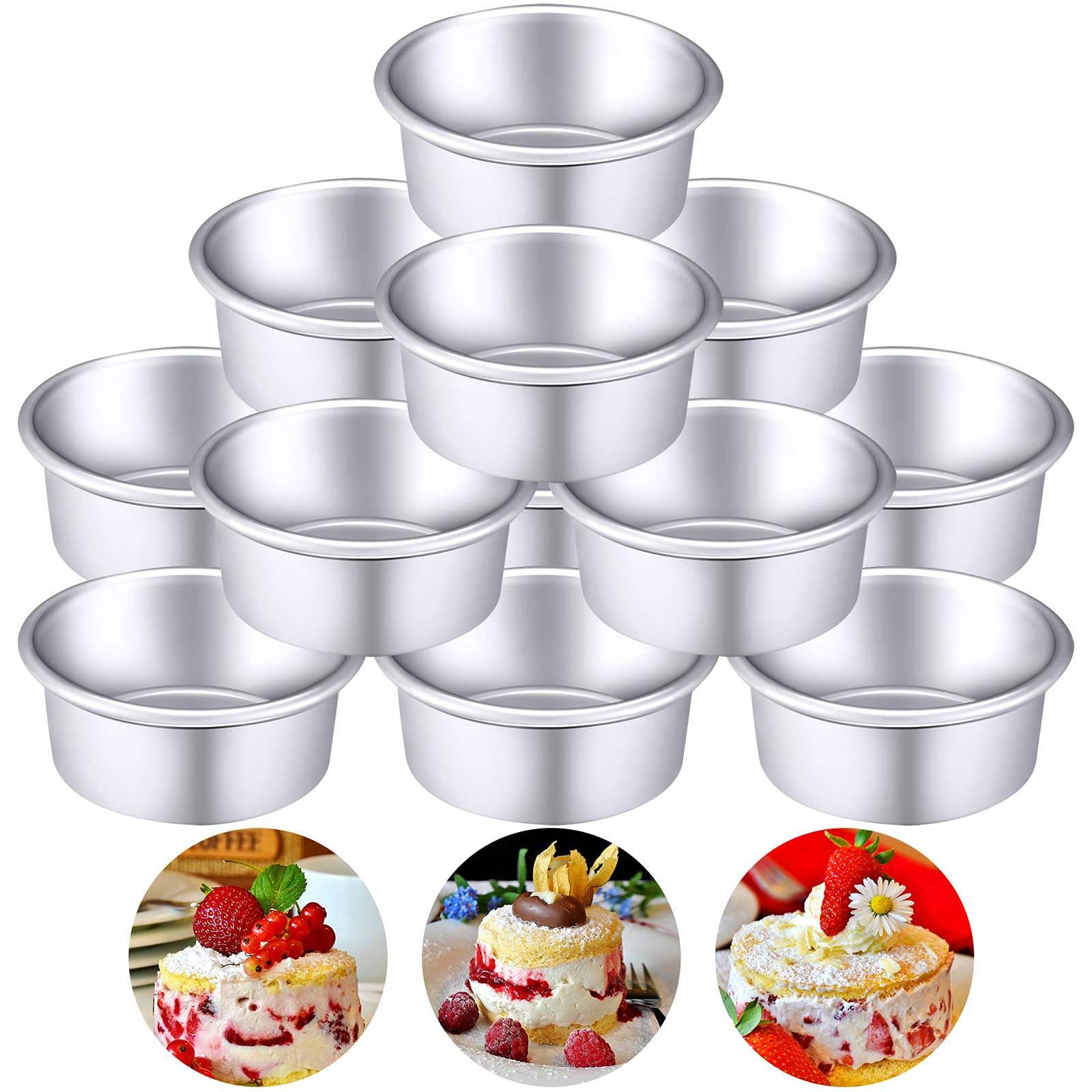 Nuenen 12 Pieces Round Cake Pans 4 Inch Aluminum Round Mold Smash Cake Baking Pans Cheesecake Pans For Home Party Baking Supplie