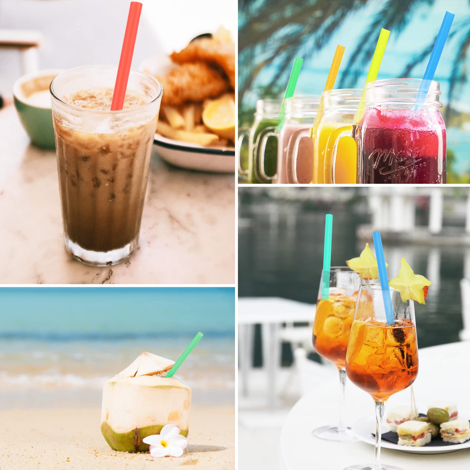 300Pcs 8.2'' Disposable Plastic Drinking Straws 0.43'' Extra Wide Jumbo Smoothie Straws For Bubble Tea Milkshakes Coffee Boba