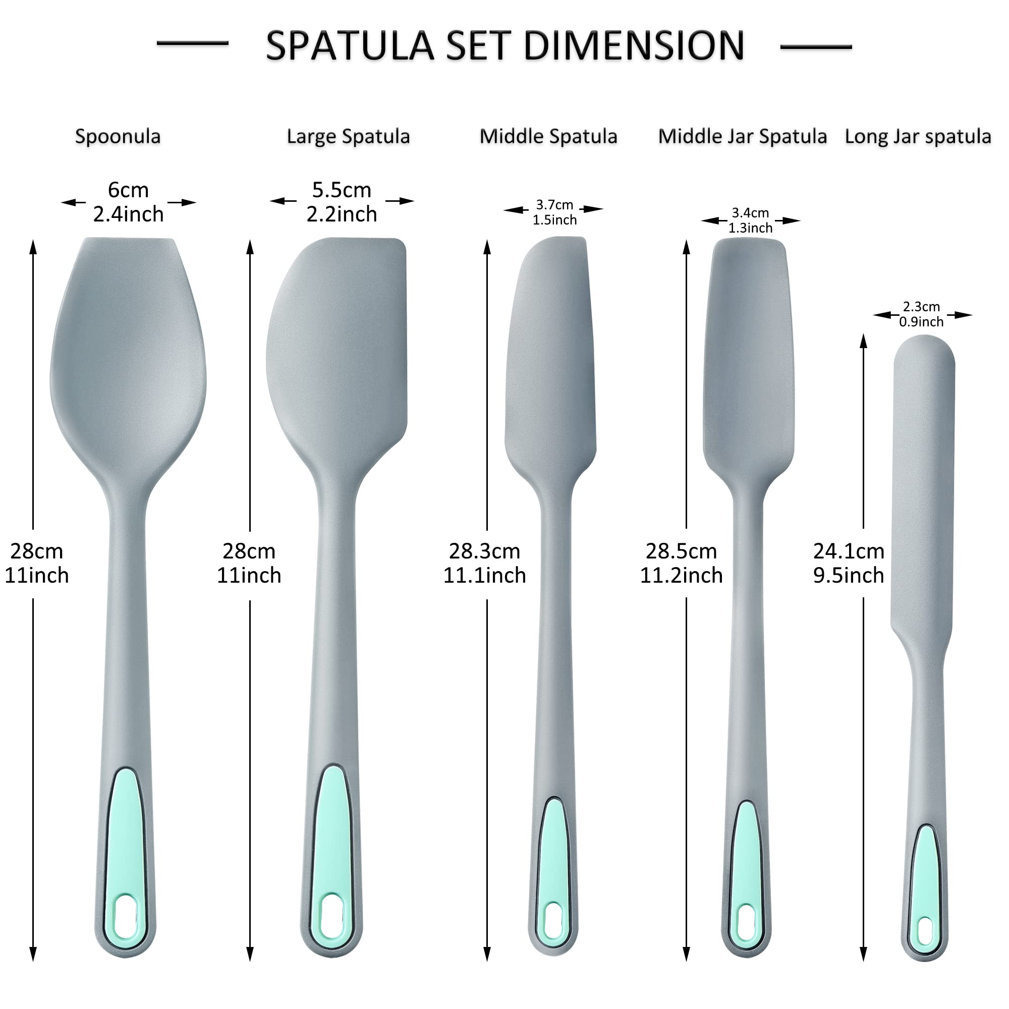 To Encounter Silicone Spatula Set, 5 Pieces Seamless Spatula, Heat-Resistant Turner Spatulas, Nonstick For Baking, Cooking & Mix