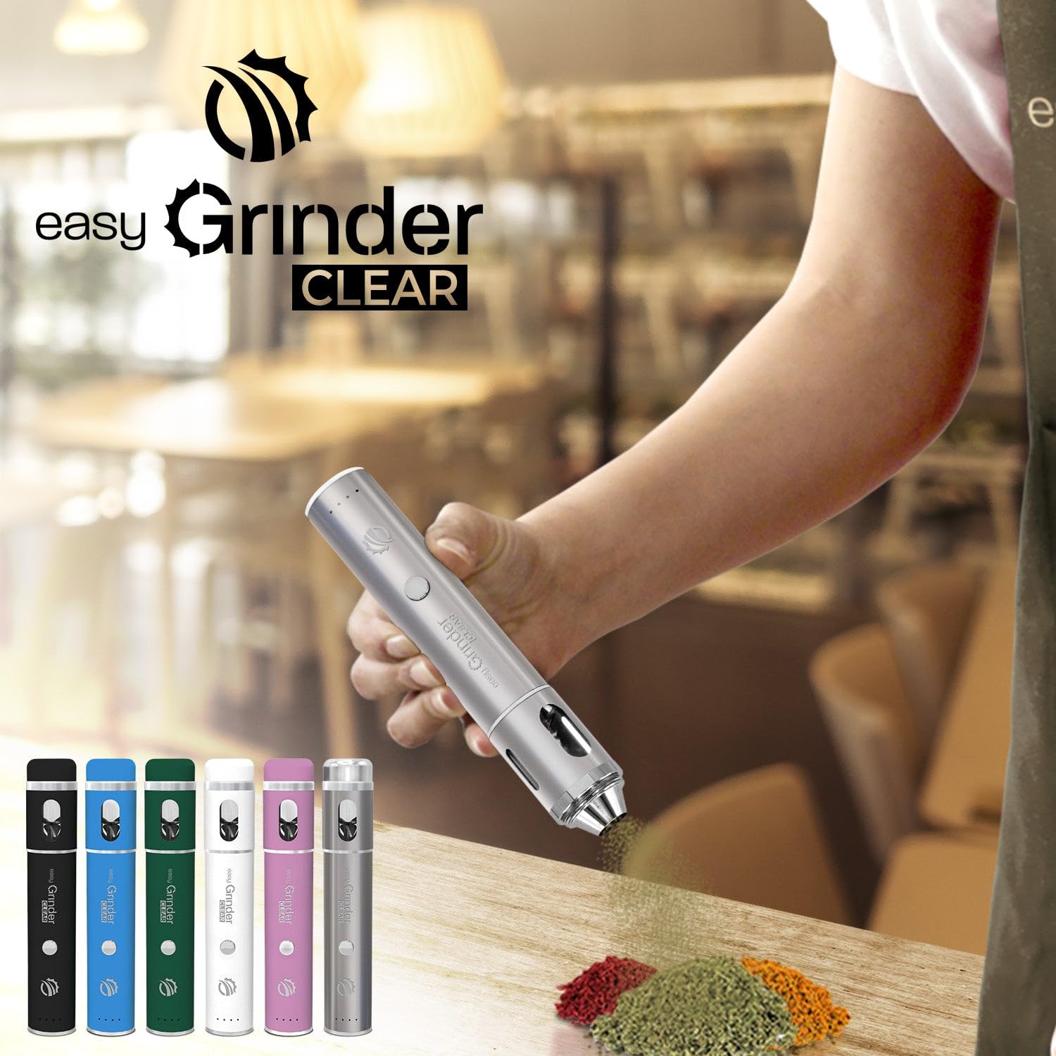 Easy Grinder Clear Glass Silver Electric Herb Coffee Grinder Pollen Catcher Stainless Steel Blades