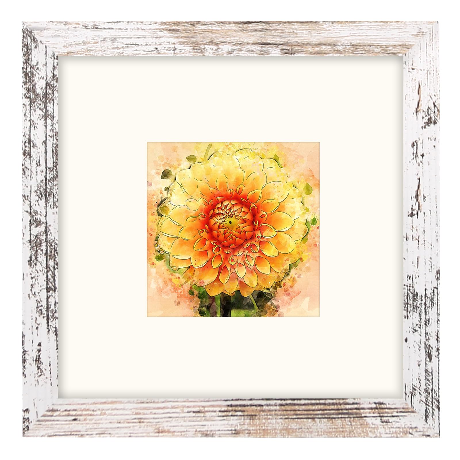 SNXJWA White 8x8 Frame with Mat for 4x4 Display, Desk Wall Square Photo Frame for Horizontal and Vertical, 1 Pack