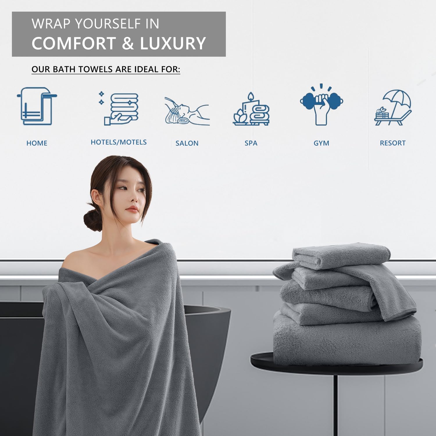 Extra Large Bath Sheet 4 Piece (35''X70'')-Ultra Soft Oversized Bath Towel,Bath Sheet Towel Set For Bathroom Hotel,Plush Highly