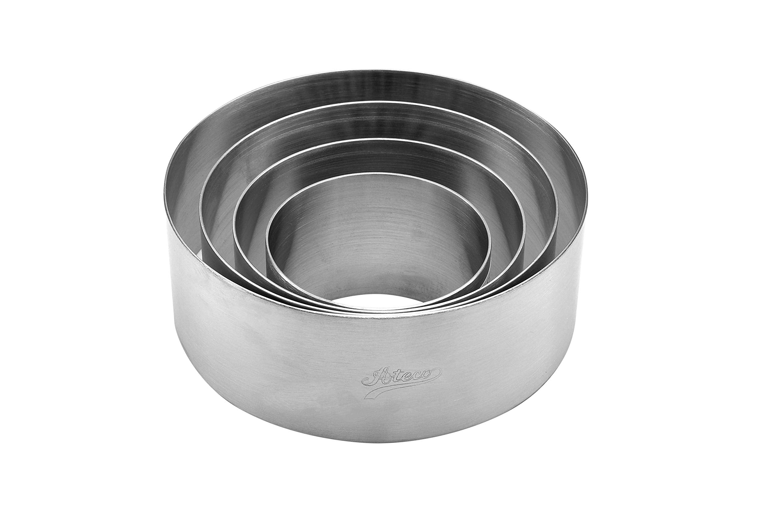 Ateco Round Cake Ring Dessert Mold, 1.75'' High X 3.125'' Diameter, Stainless Steel