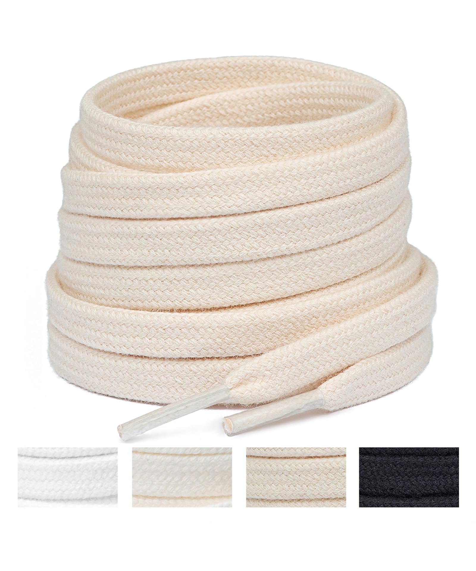 Handshop Wide Flat Athletic Shoelaces 516(2 Pair) - Shoe Laces For Sneakers And Casual Shoes Replacements Beige 55 Inch (140Cm)