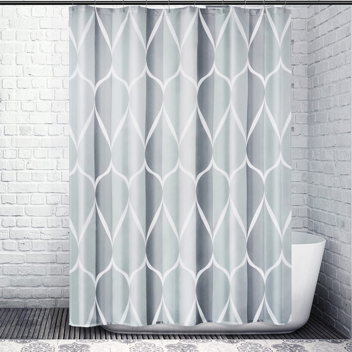 Gelbchu Grey Fabric Geometric Shower Curtain W 60 X H 72,Waterproof Design And Polyester, Quick-Drying, Weighted Hem, Stall Size
