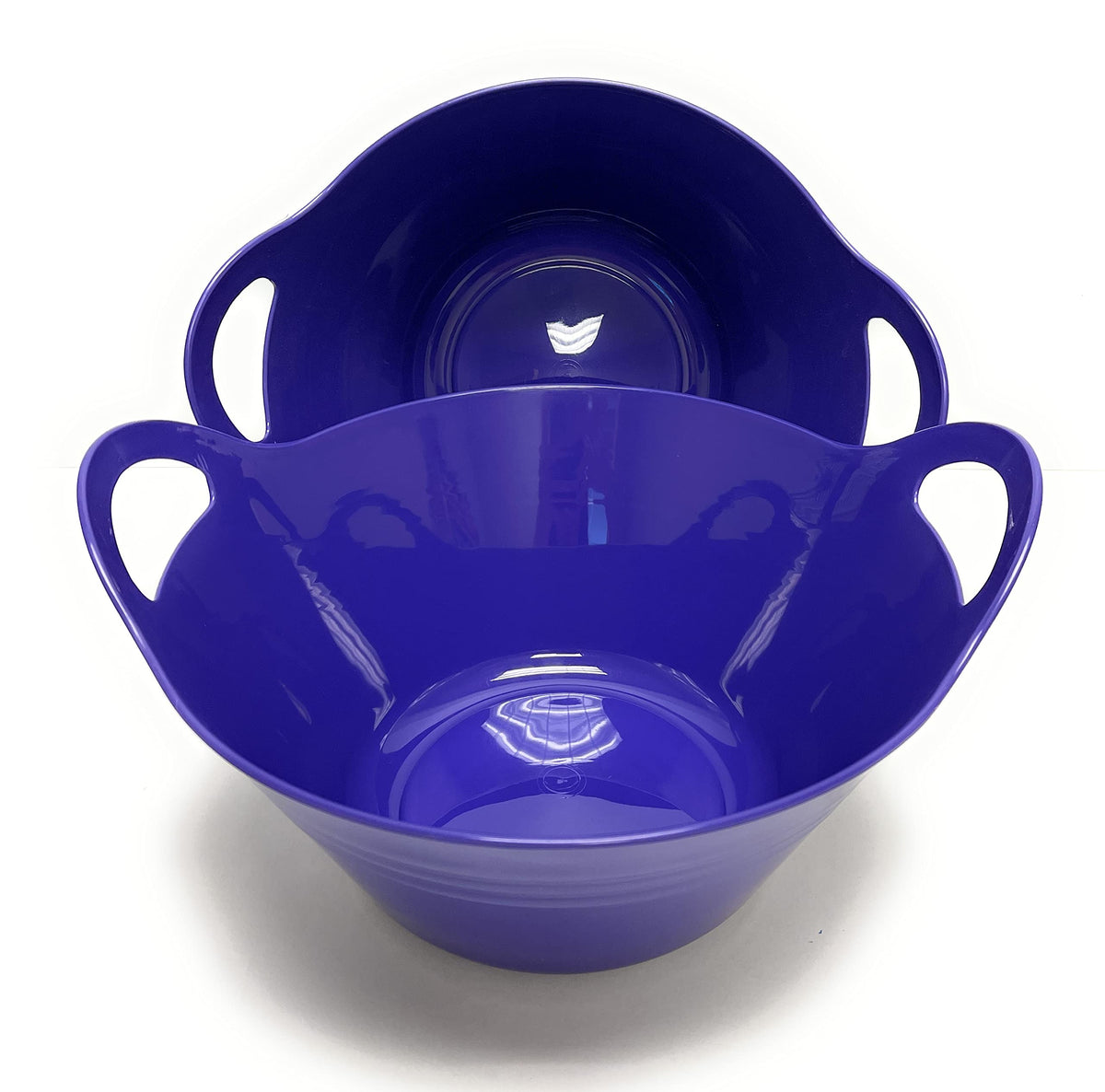 Mintra Home Plastic Bowls With Handles (4.5L Large 2Pk, Strong Purple)